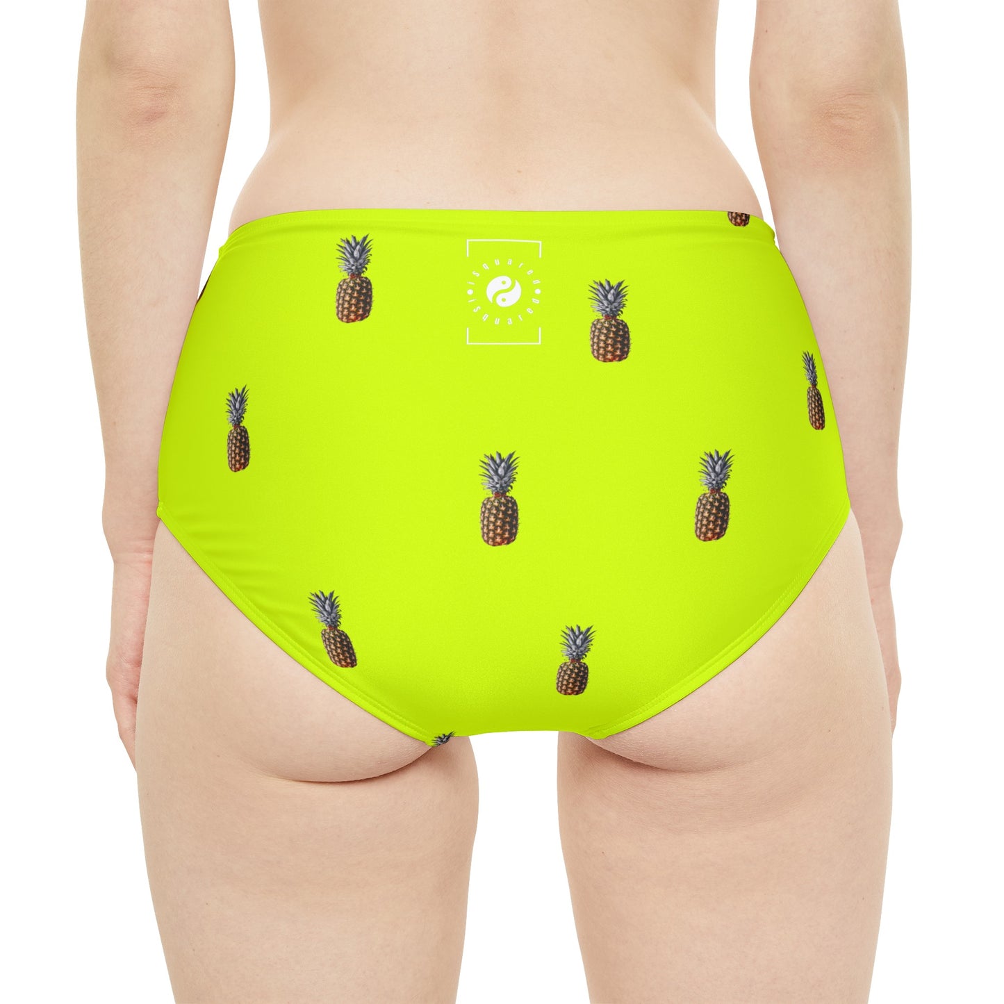 #D7FF11 Sharp Yellow + Pineapple - High Waisted Bikini Bottom