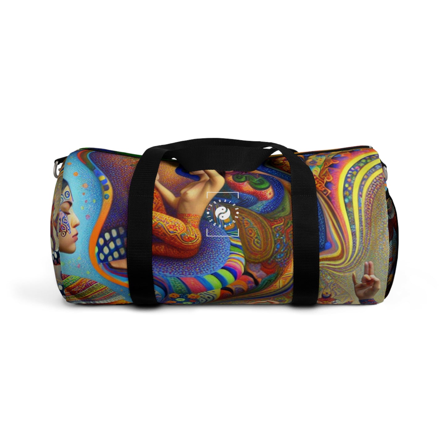 "Kahlo-Kusama Blossom Asanas: A Surreal Yoga Symphony" - Duffle Bag