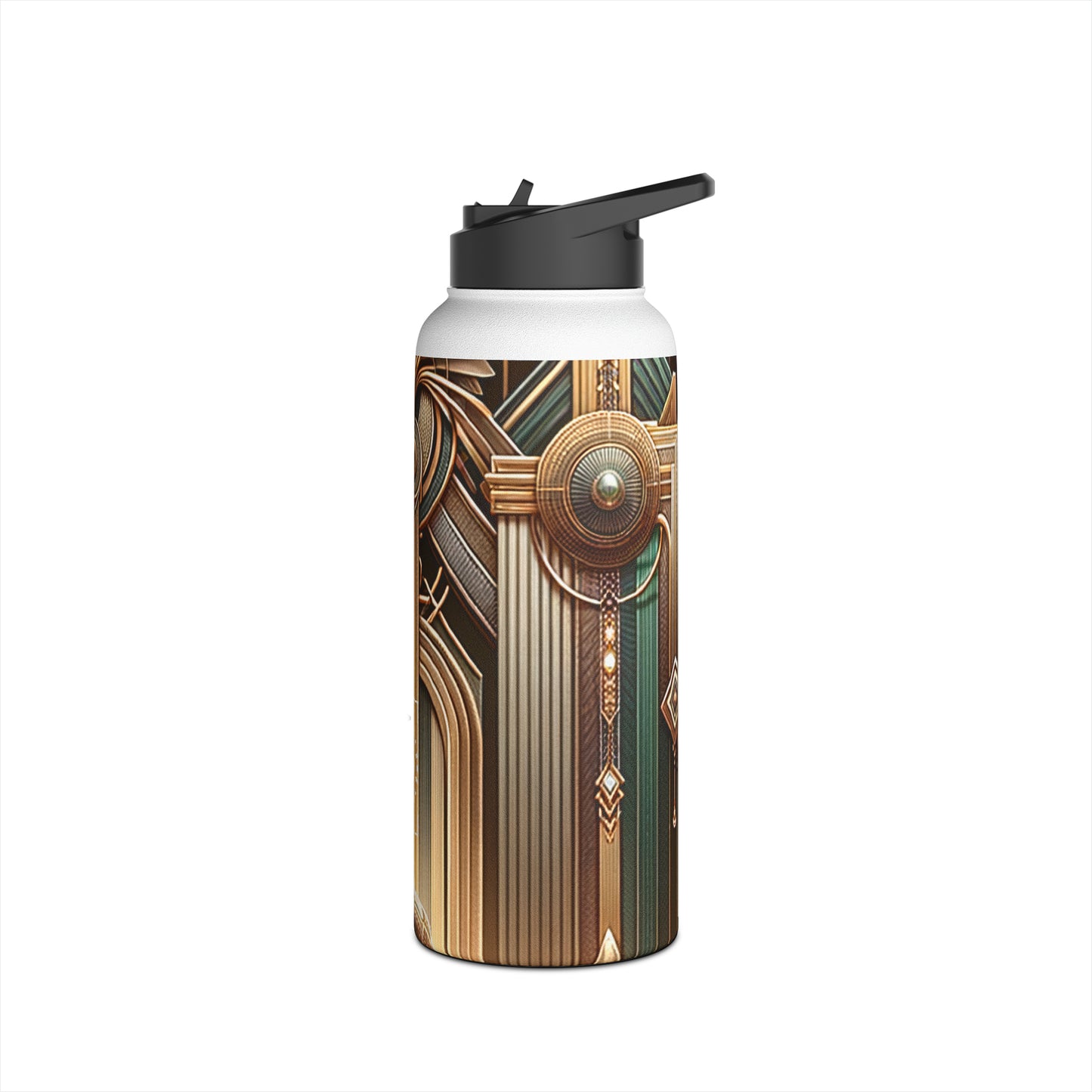 Deco Serenity: A Fusion of Opulence and Zen - Water Bottle