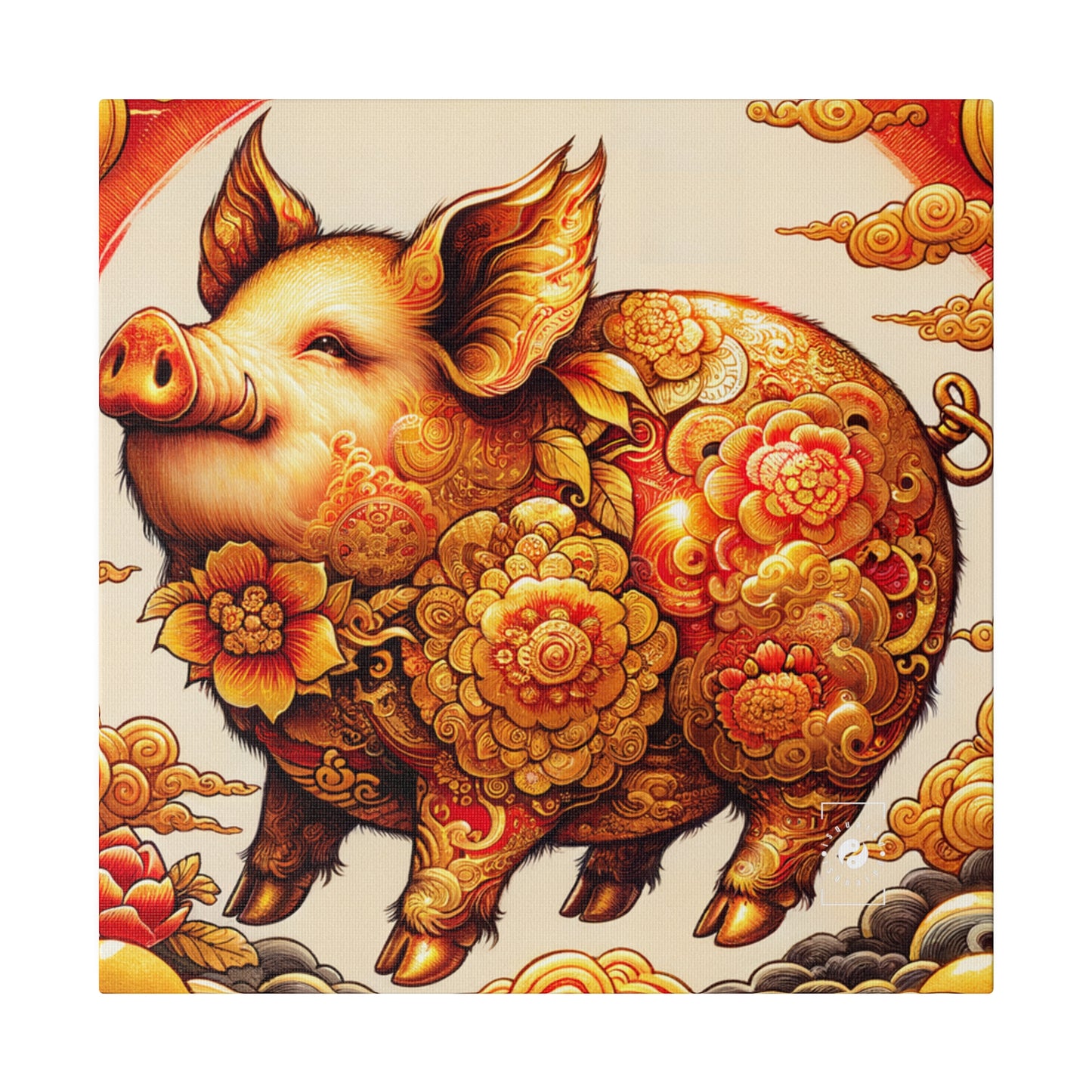 "Golden Prosperity: The Divine Boar Celebration" - Art Print Canvas