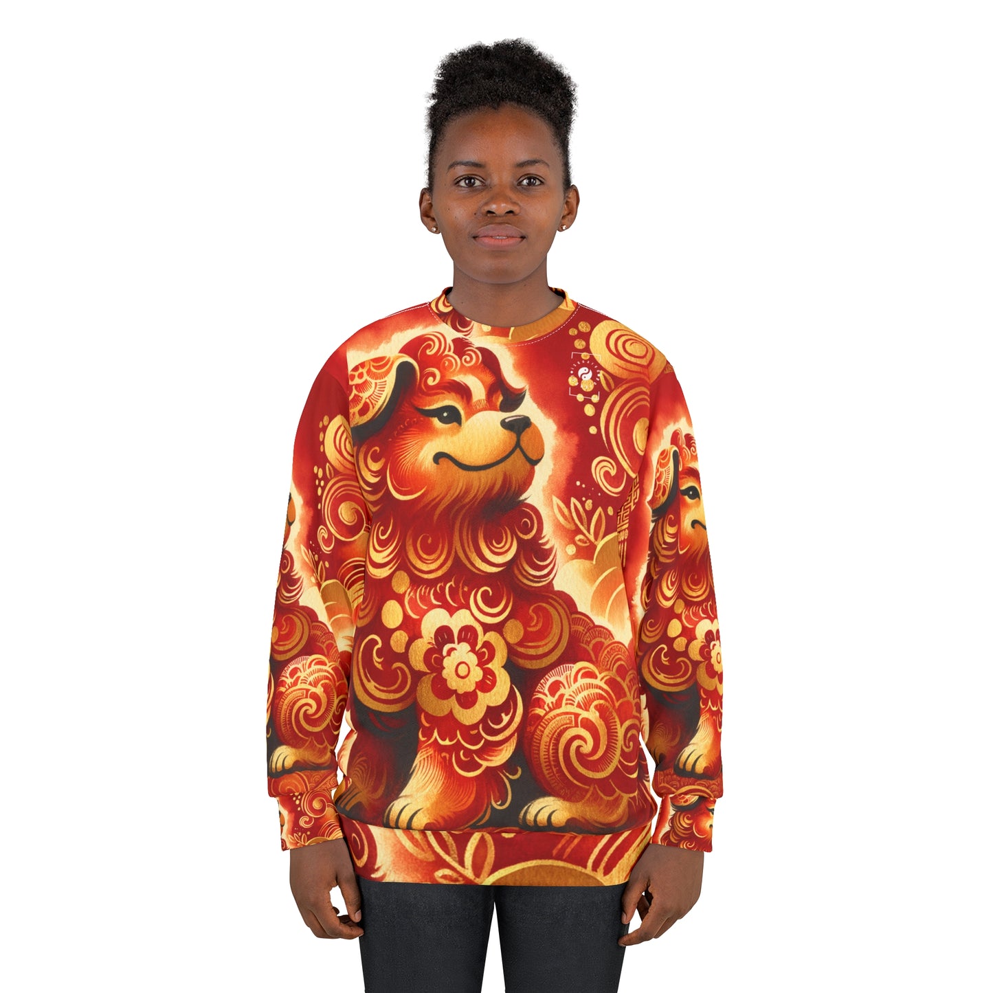 "Golden Canine Emissary on Crimson Tide: A Chinese New Year Odyssey" - Unisex Sweatshirt