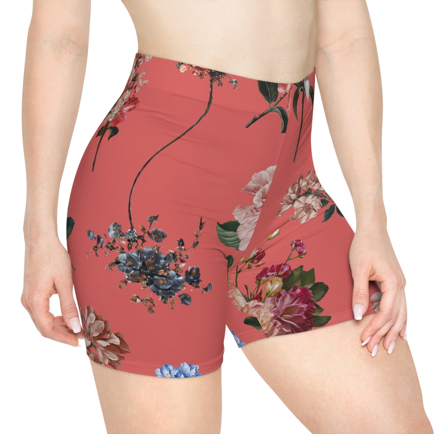 Botanicals on Coral - Hot Yoga Short