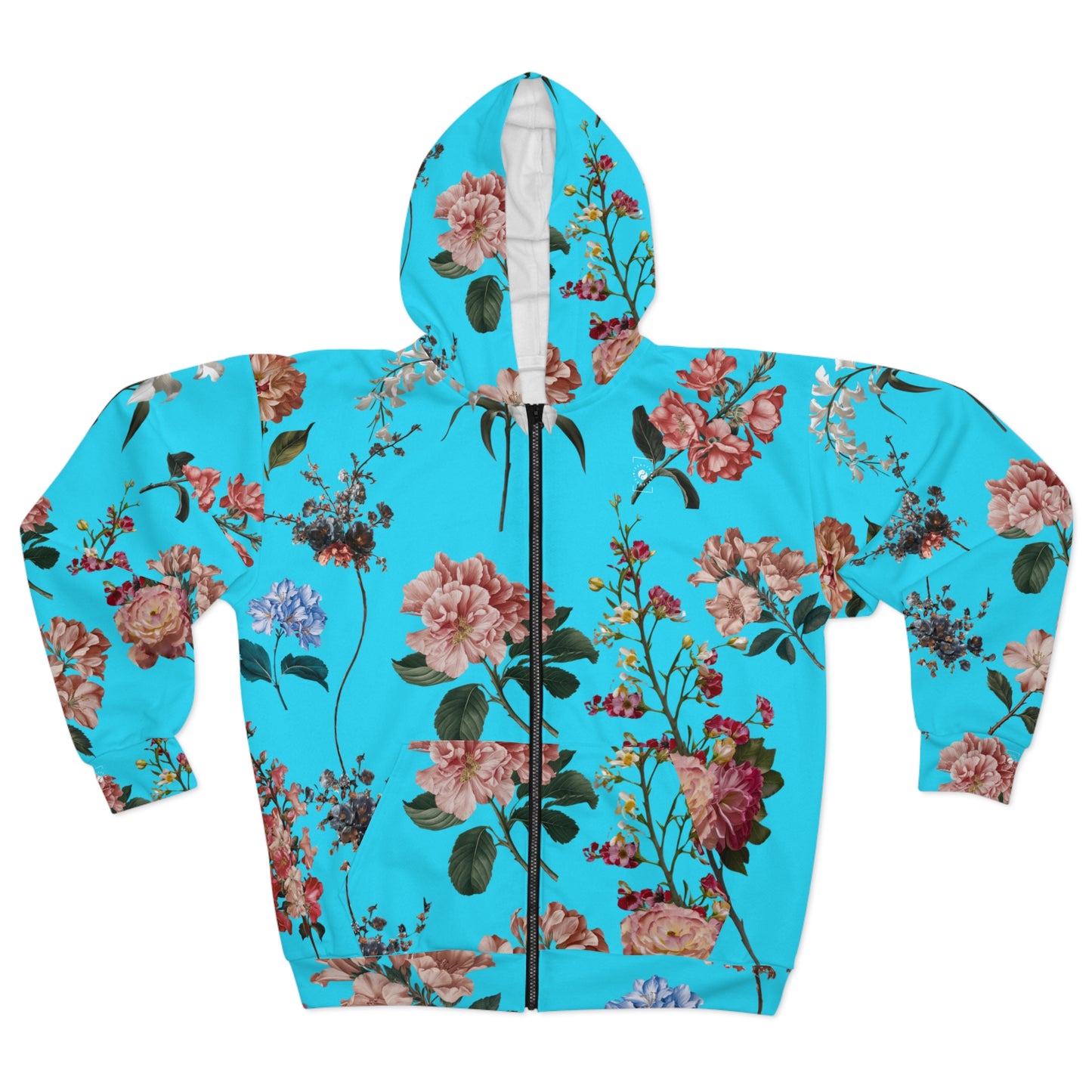 Botanicals on Azure - Zip Hoodie