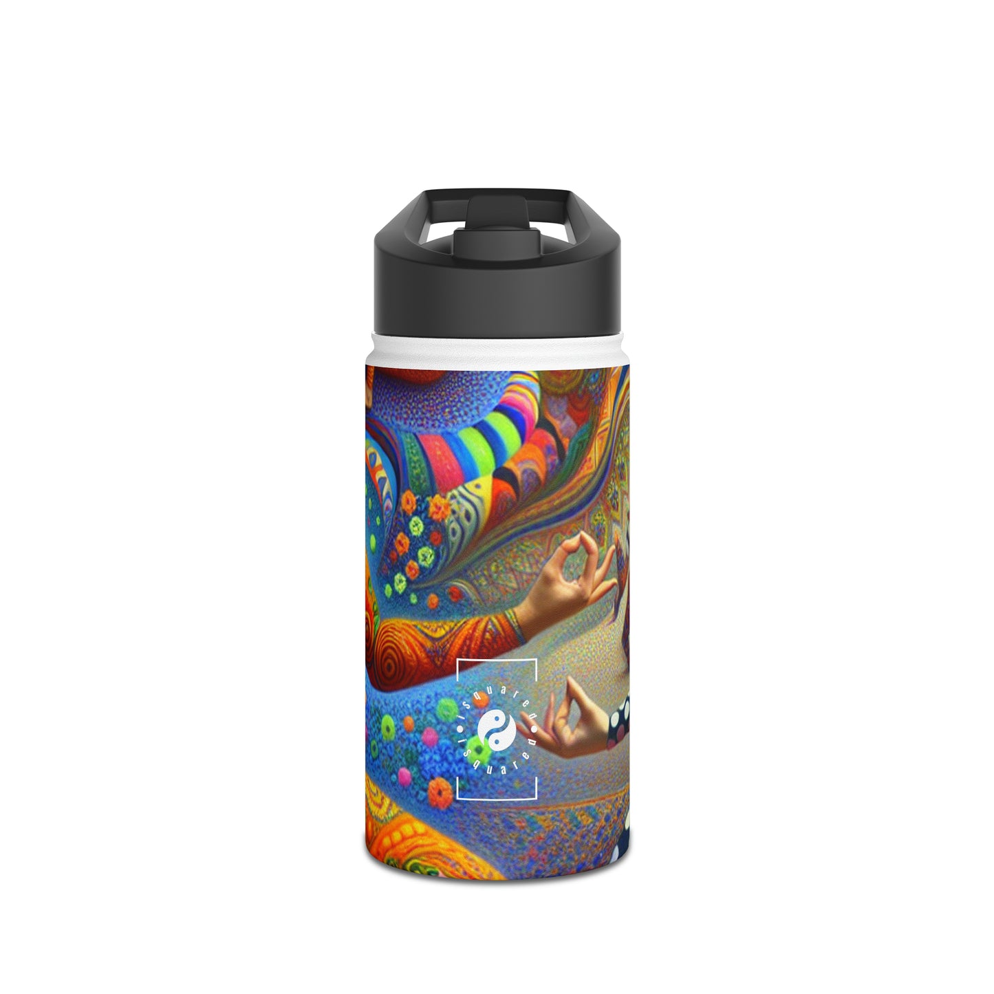 "Kahlo-Kusama Blossom Asanas: A Surreal Yoga Symphony" - Water Bottle