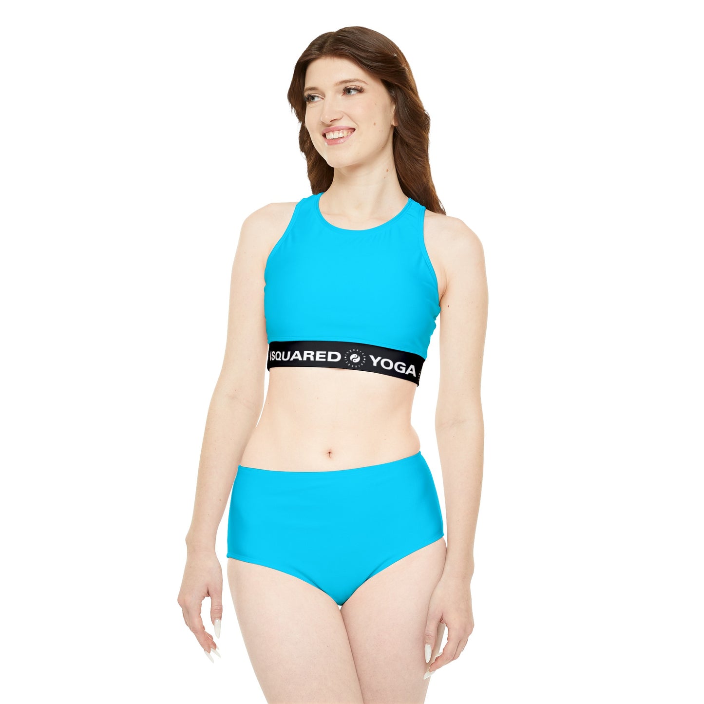 #04D9FF  Neon Blue - Hot Yoga Bikini Set