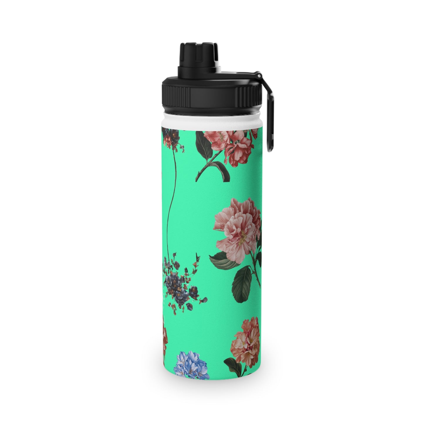 Botanicals on Turquoise - Sports Water Bottle