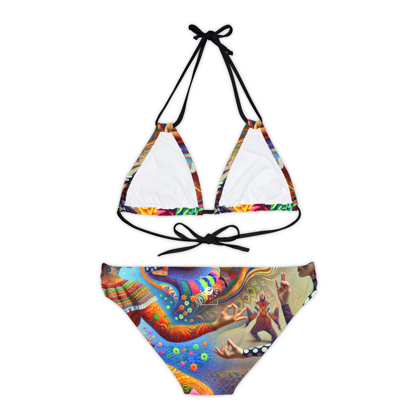 "Kahlo-Kusama Blossom Asanas: A Surreal Yoga Symphony" - Lace-up Bikini Set