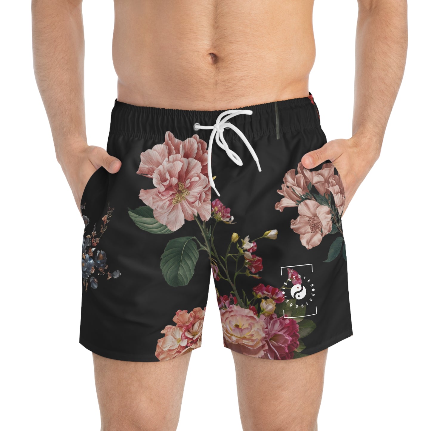 Botanicals on Black - Swim Trunks for Men