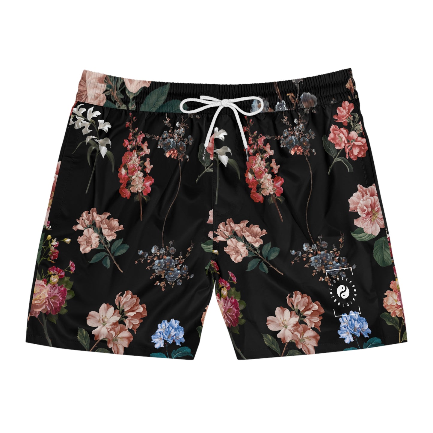 Botanicals on Black - Swim Shorts (Mid-Length) for Men