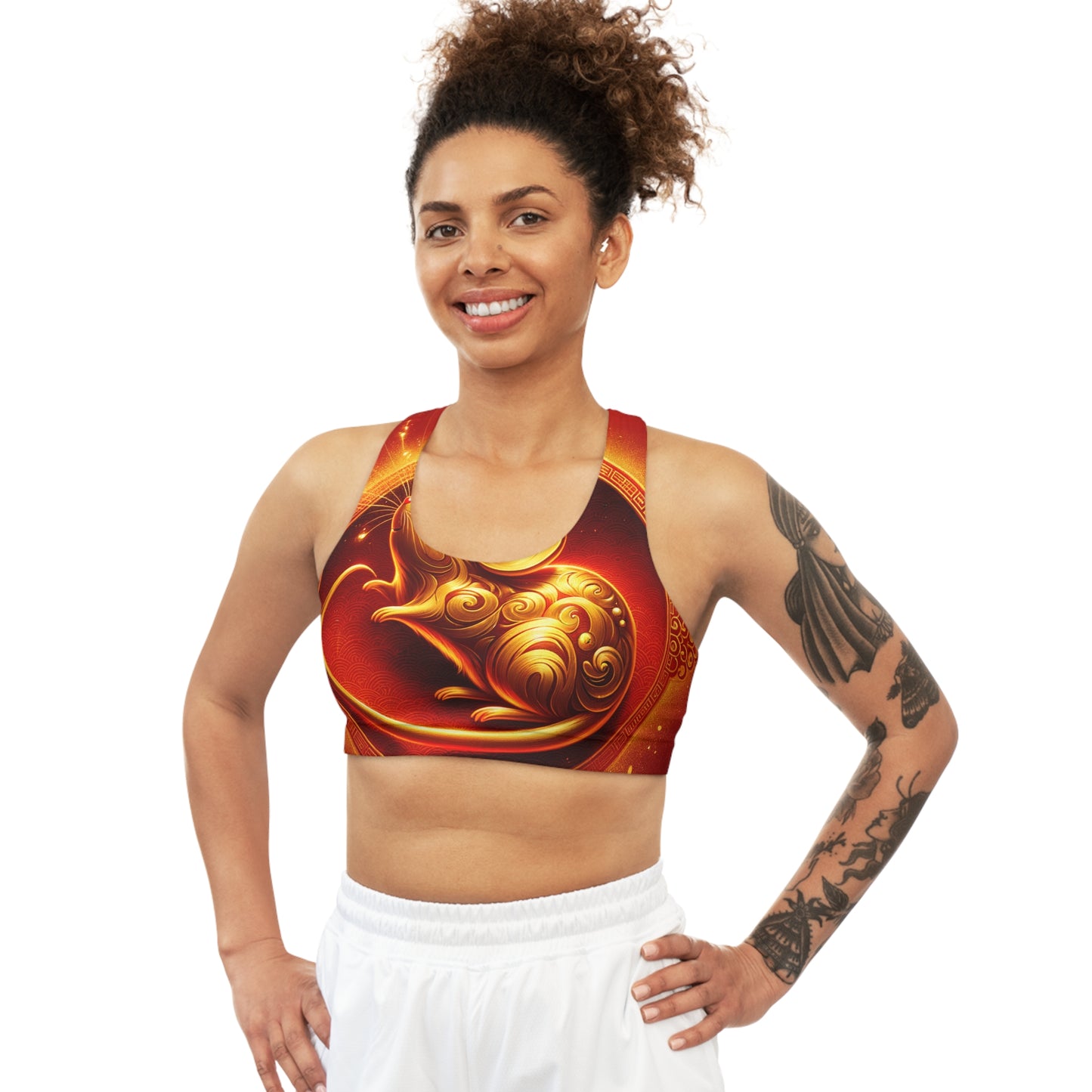 "Golden Emissary: A Lunar New Year's Tribute" - Seamless Sports Bra