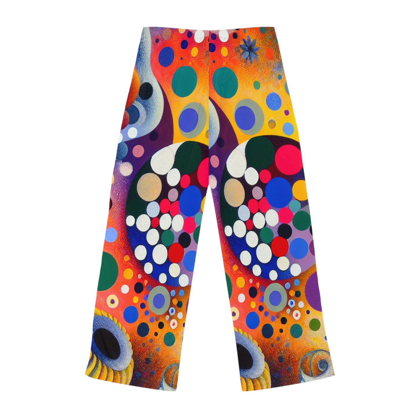 "Pétales de polka dans le surréalisme yogique : un hommage artistique à Kusama et Kahlo" - Pantalons de détente pour femmes