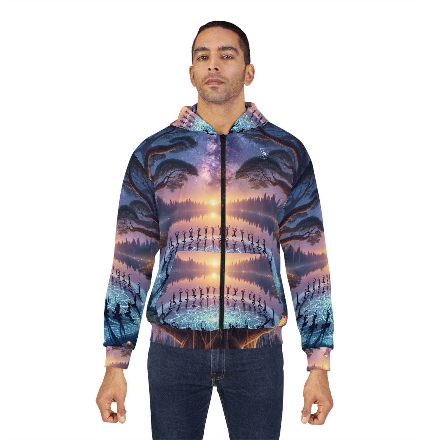 "Celestial Serenity: Mandala's Reflection" - Zip Hoodie