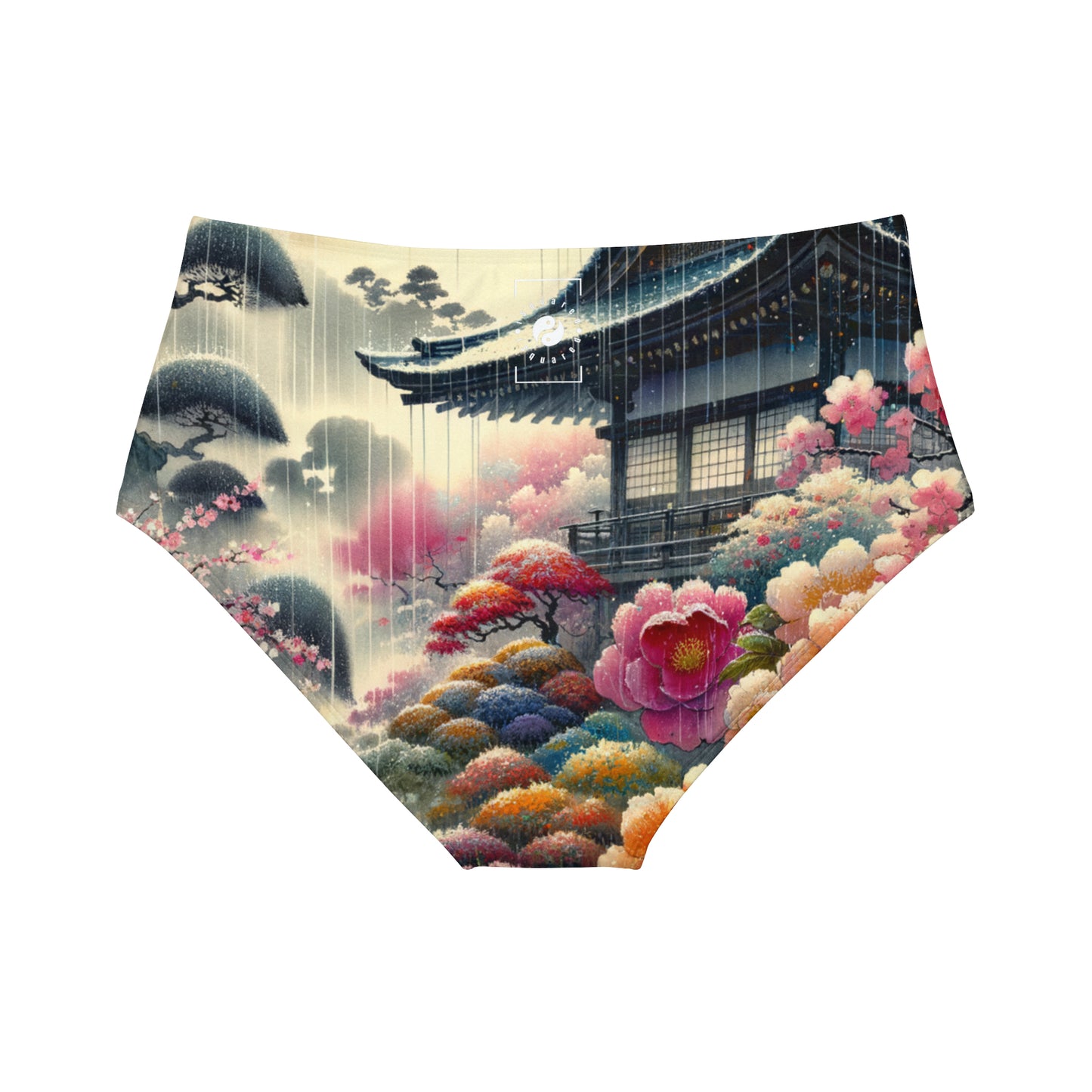 "Rain-drenched Sakura Spectrum" - High Waisted Bikini Bottom
