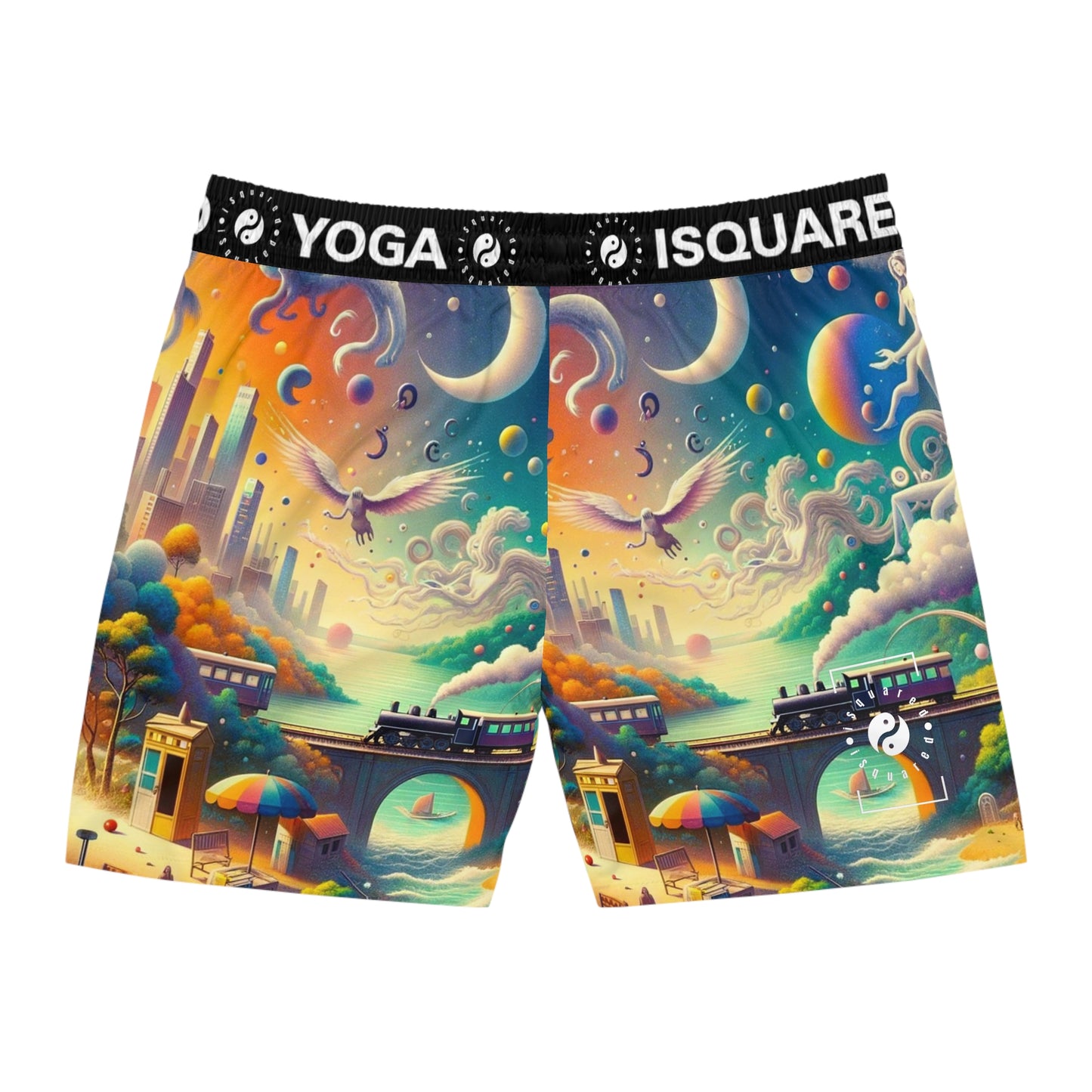 "Mirrors of Metaphor: A Murakami Odyssey" - Swim Shorts (Mid-Length) for Men