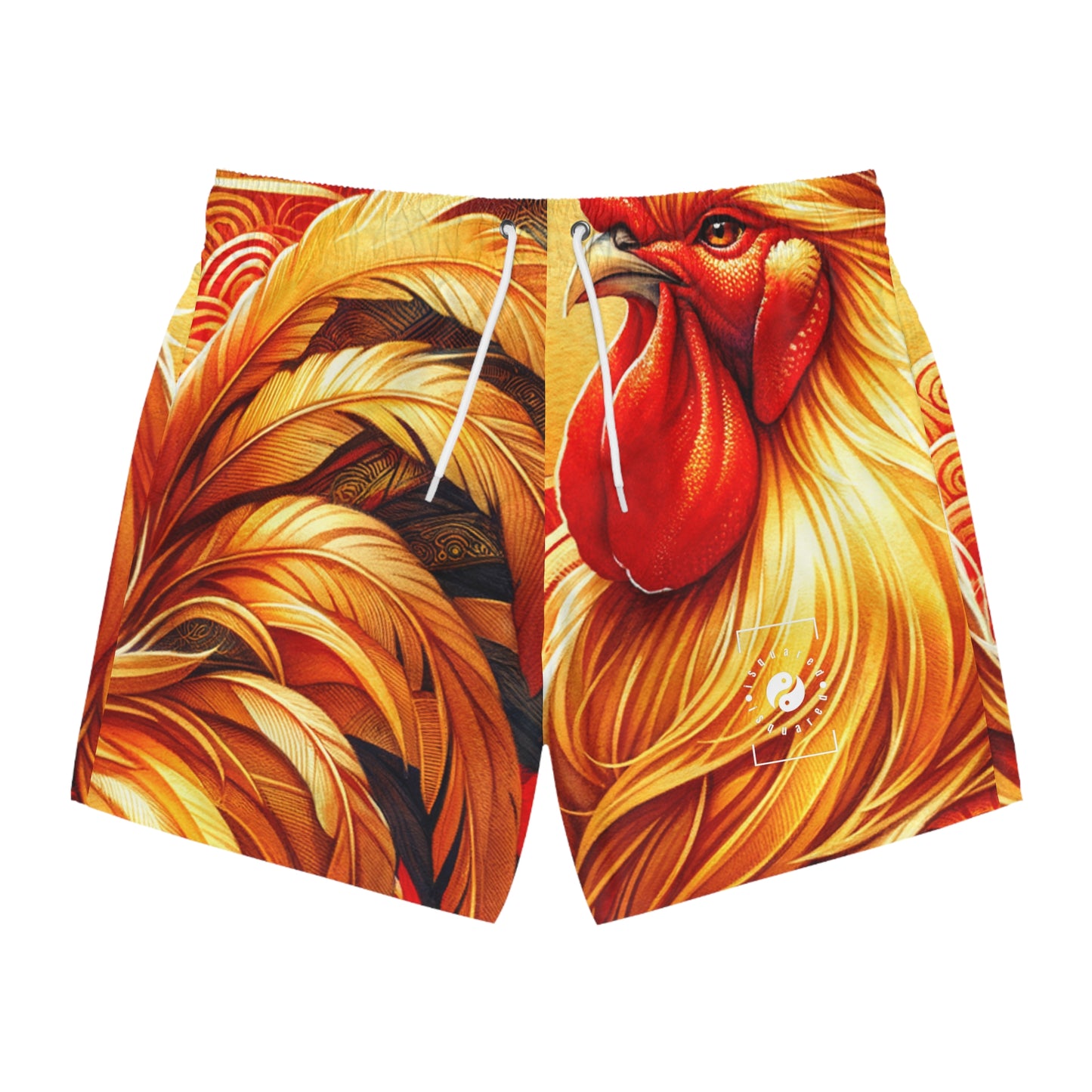 "Crimson Dawn: The Golden Rooster's Rebirth" - Swim Trunks for Men