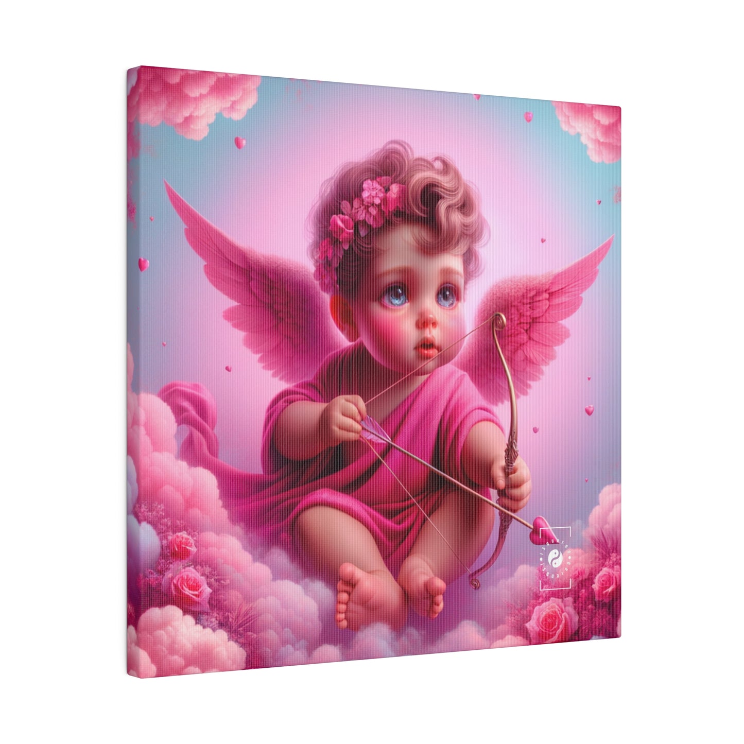 "Bold Blush: A Cupid's Love Affair" - Art Print Canvas