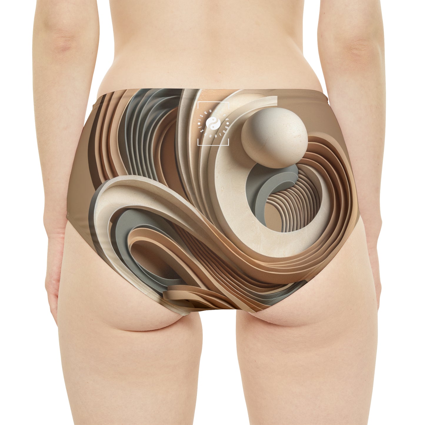 "Hepworth Hues: An Earth Tone Symphony" - High Waisted Bikini Bottom