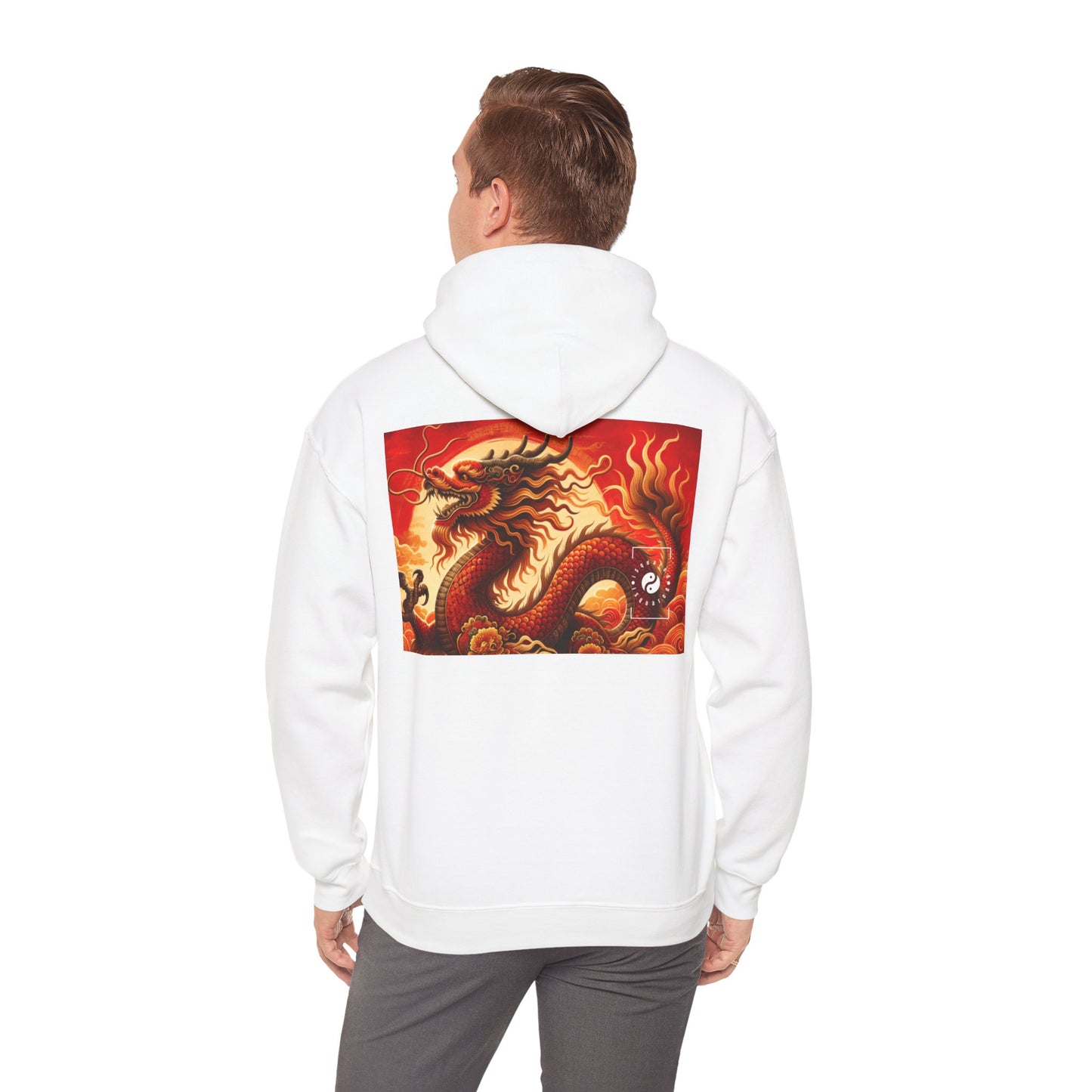 "Golden Dragon Dance in the Crimson Twilight" - Hoodie