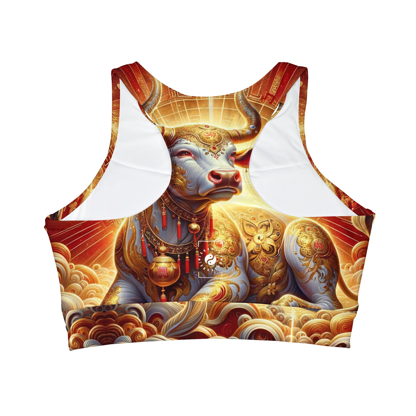 "Golden Euphoria: A Dance of the Divine Bovine" - High Neck Crop Top