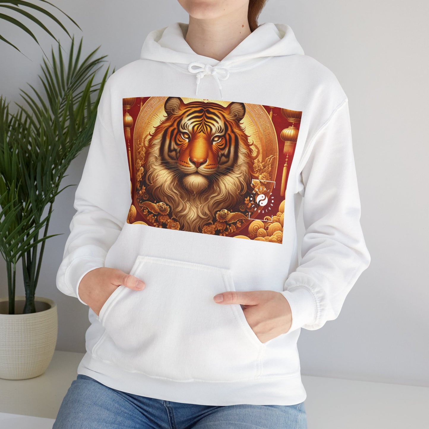 "Majesté dorée : Ascension du Tigre Lunaire" - Sweat à capuche 