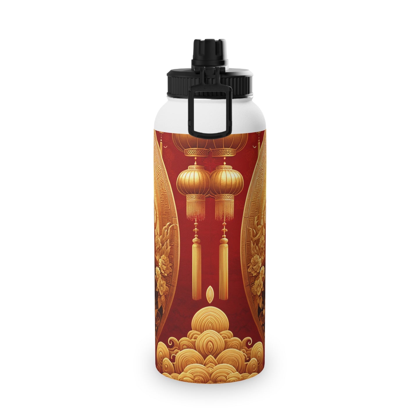 "Golden Majesty: Ascension of the Lunar Tiger" - Sports Water Bottle