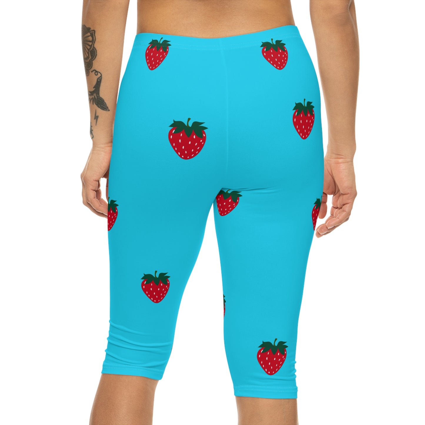 #22DEFF Light Blue + Strawberry - Capri Shorts