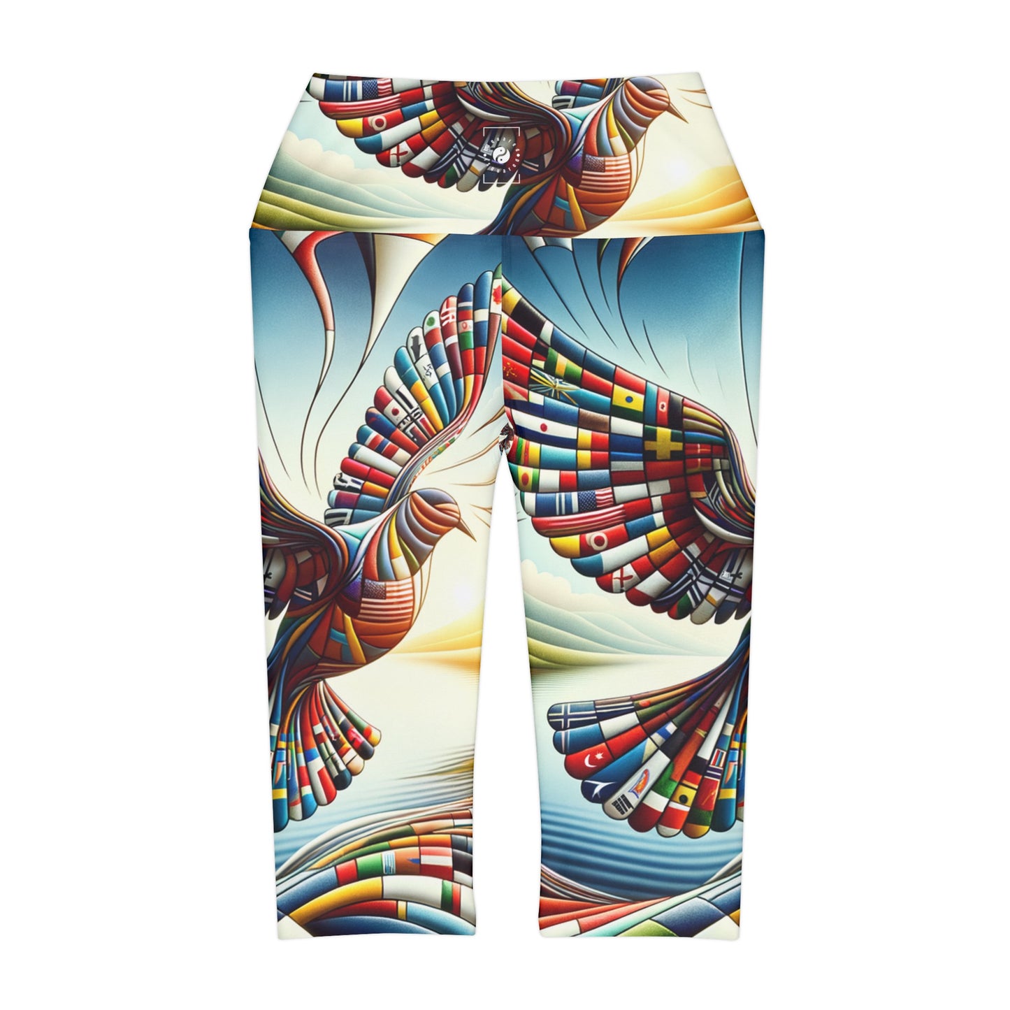 "Global Tapestry of Tranquility" - High Waisted Capri Leggings