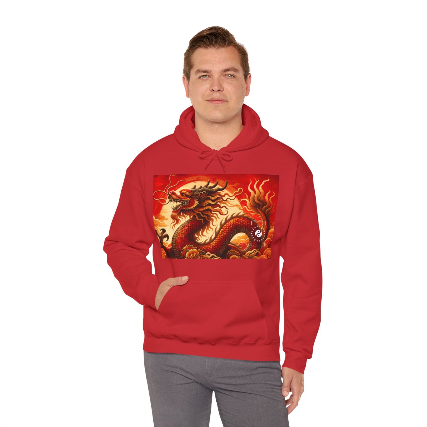 "Golden Dragon Dance in the Crimson Twilight" - Hoodie