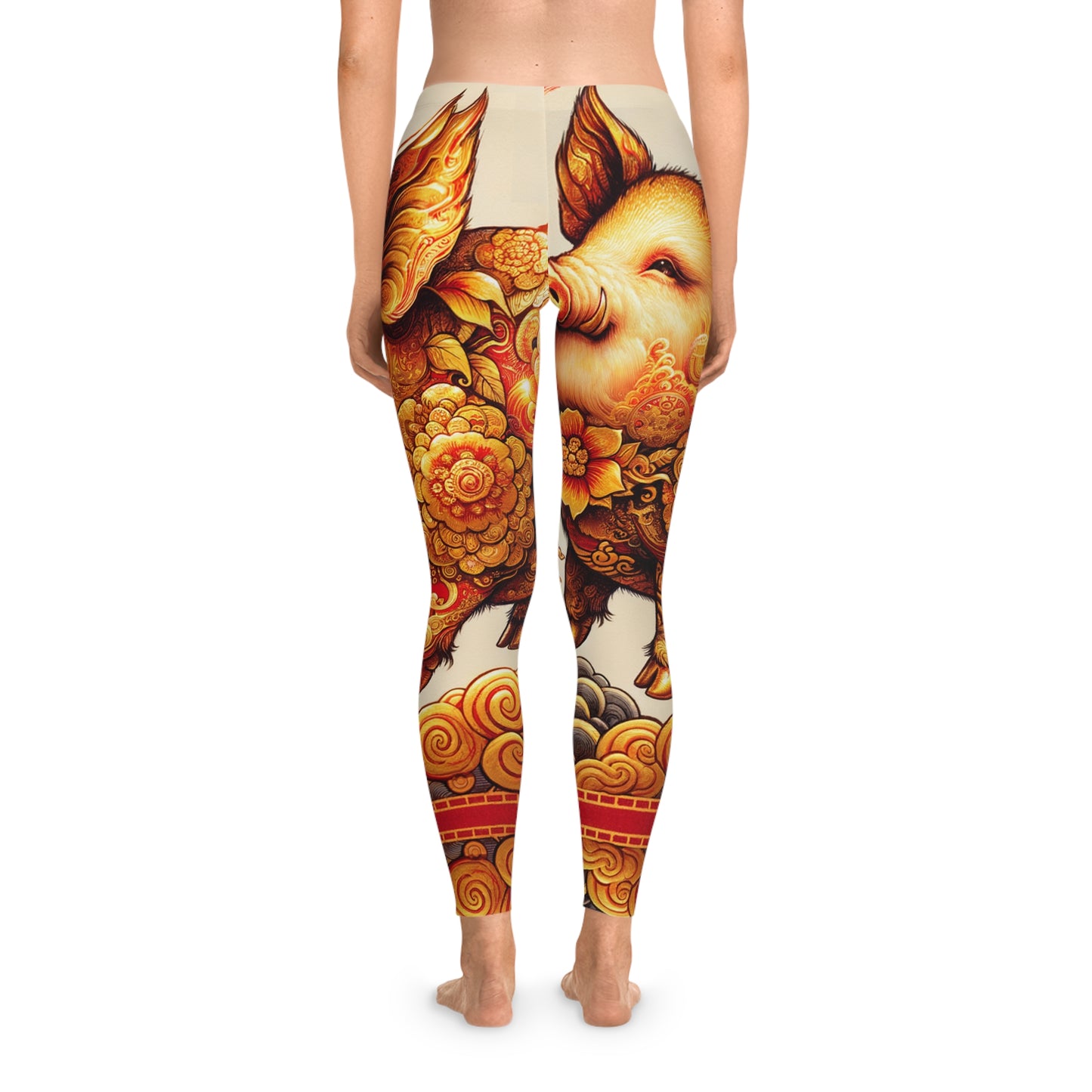 "Golden Prosperity: The Divine Boar Celebration" - Unisex Tights