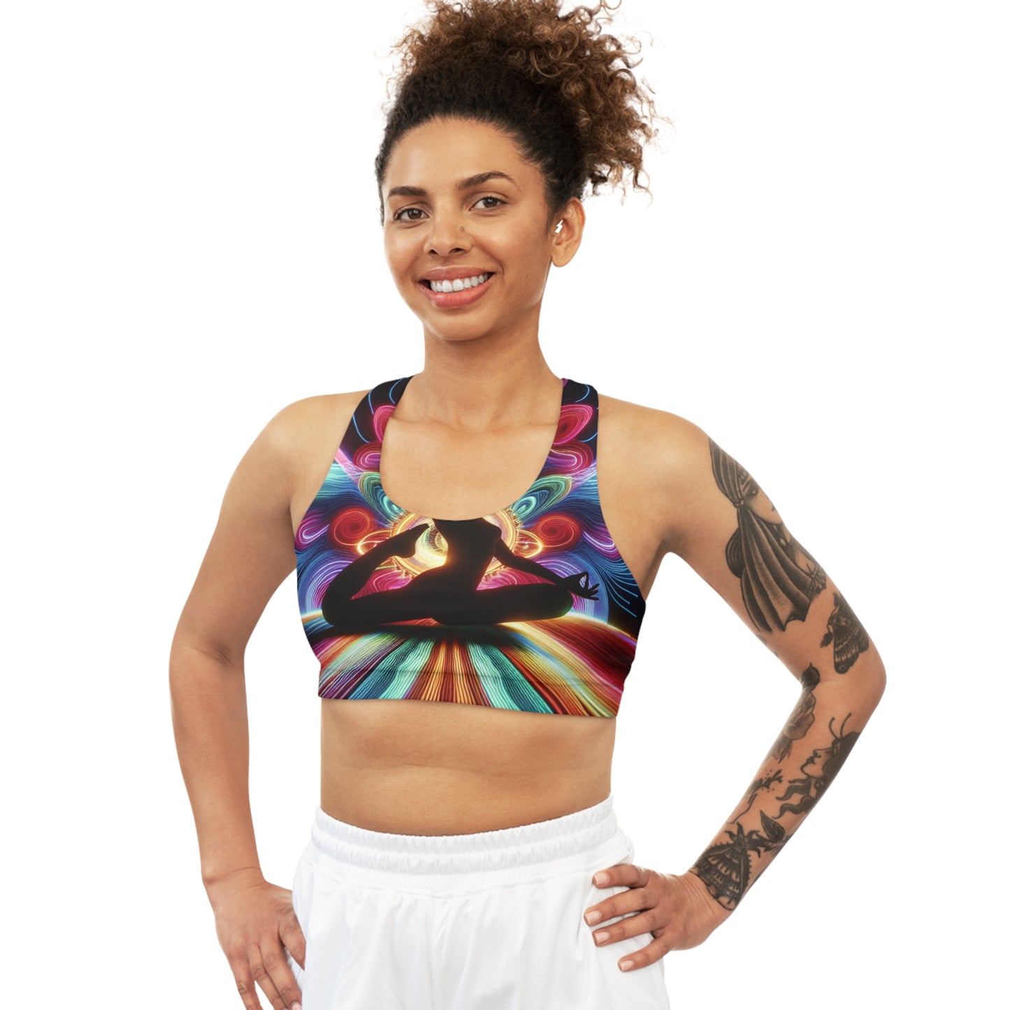 "Neon Zenith: Chromatic Balance" - Seamless Sports Bra