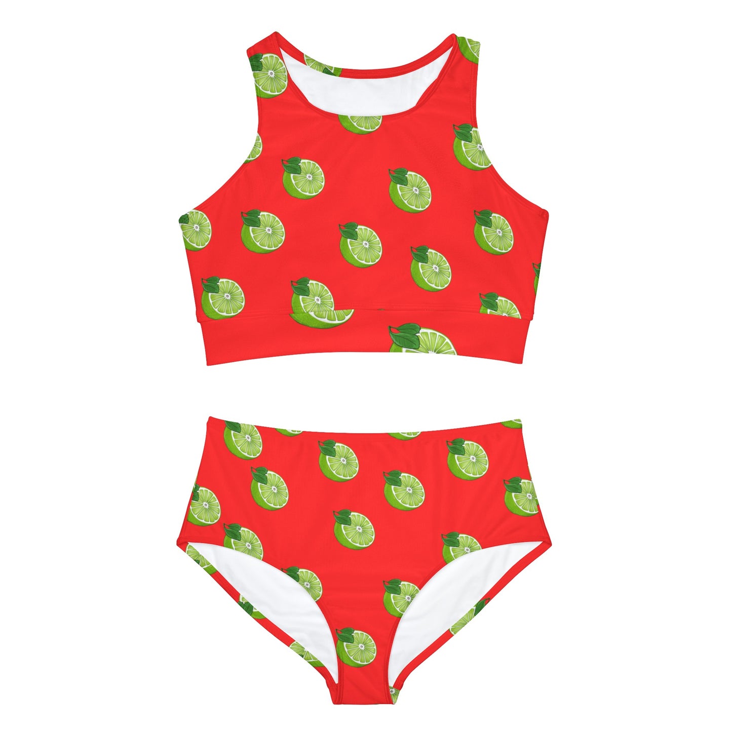 #FF3131 Bright Orange + Lime - Hot Yoga Bikini Set