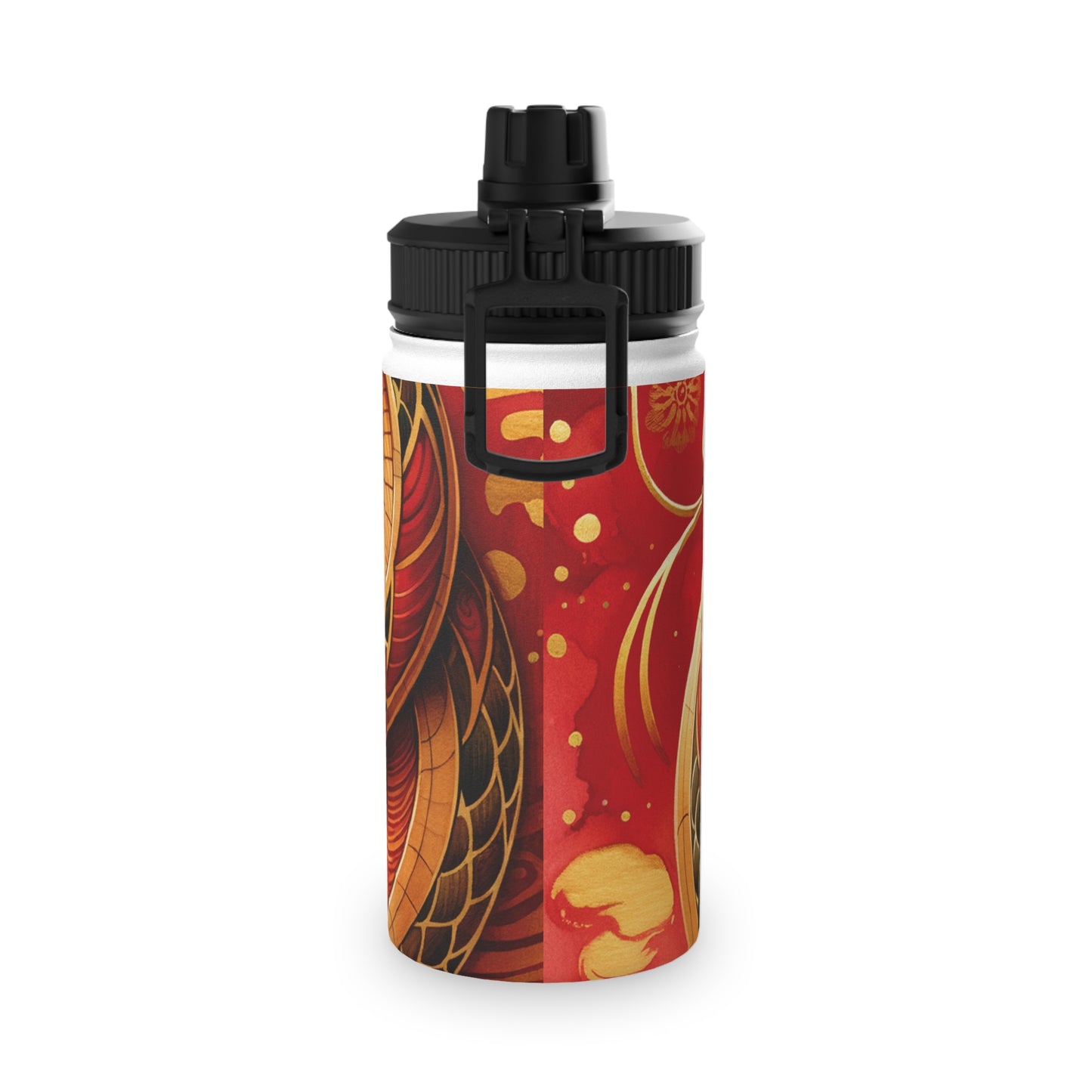 "Crimson Serenity: The Golden Snake" - Sports Water Bottle