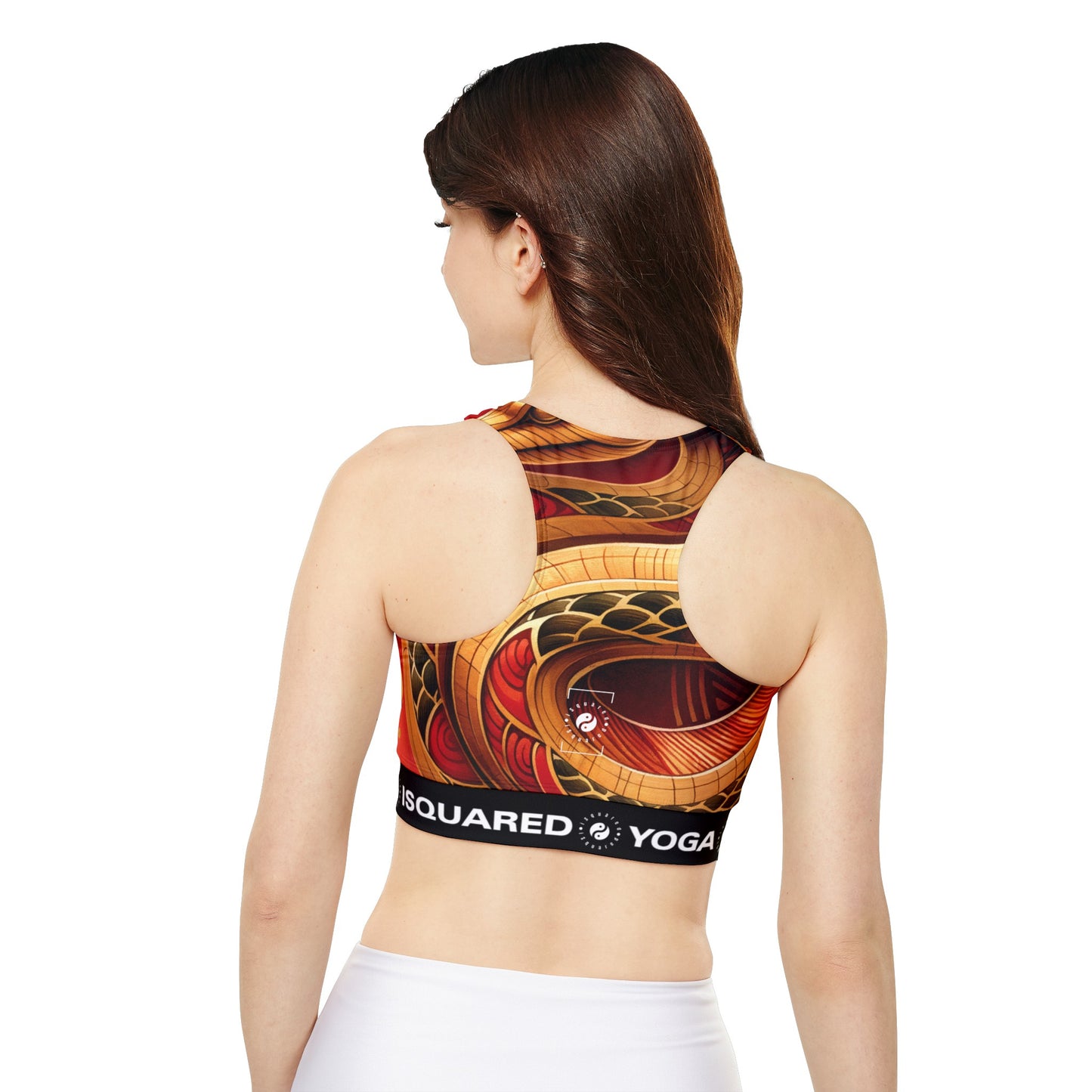 "Crimson Serenity: The Golden Snake" - Lined & Padded Sports Bra