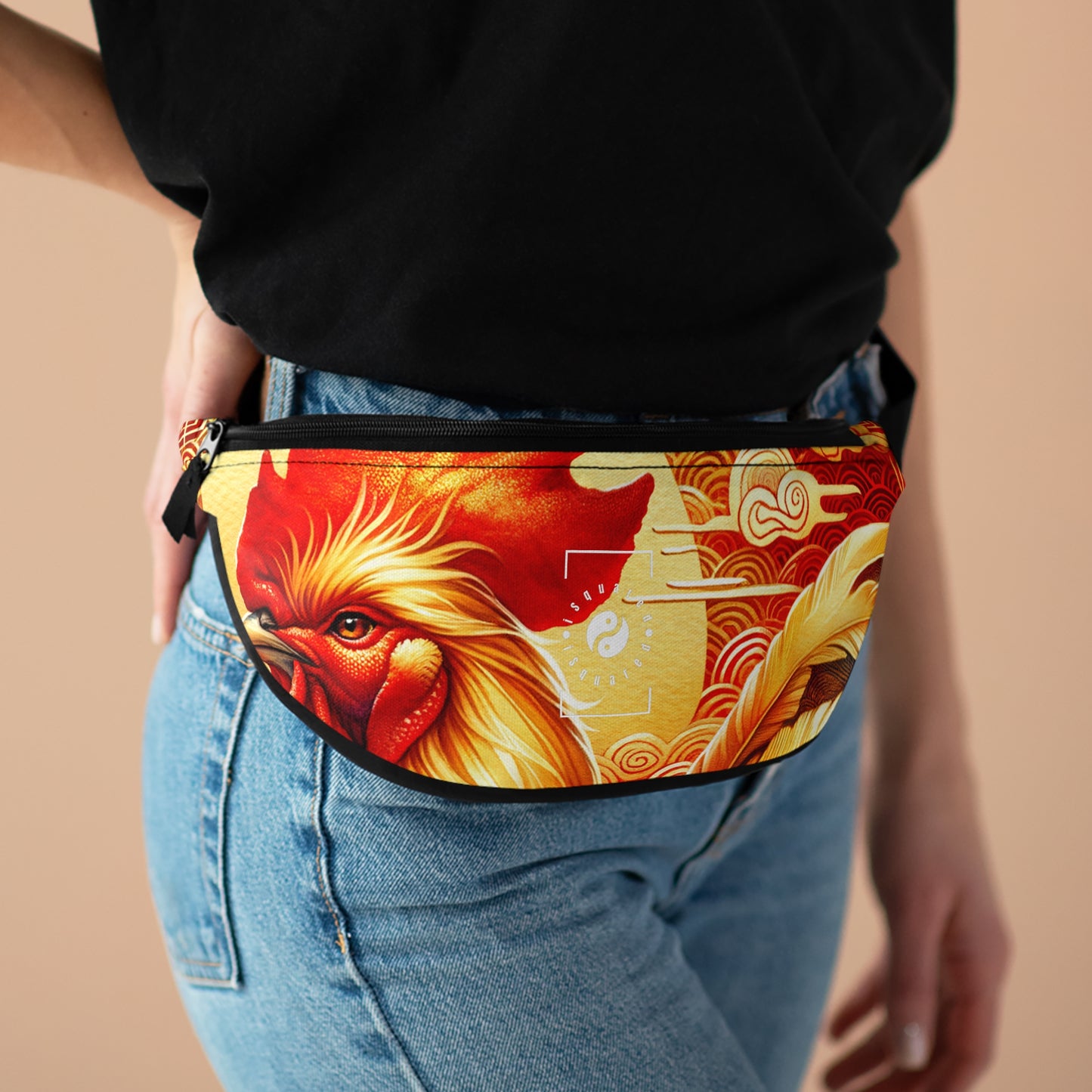 "Crimson Dawn: The Golden Rooster's Rebirth" - Fanny Pack