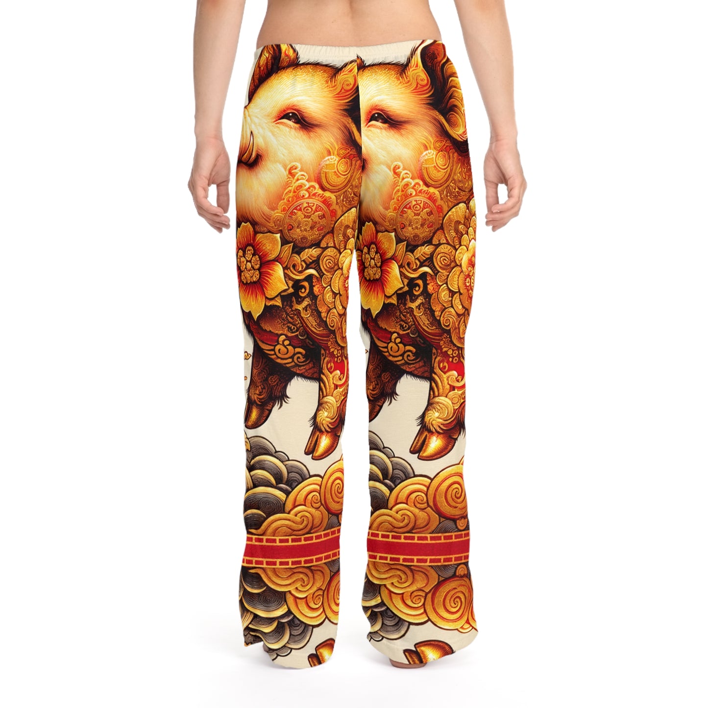 "Golden Prosperity: The Divine Boar Celebration" - Pantalon lounge femme