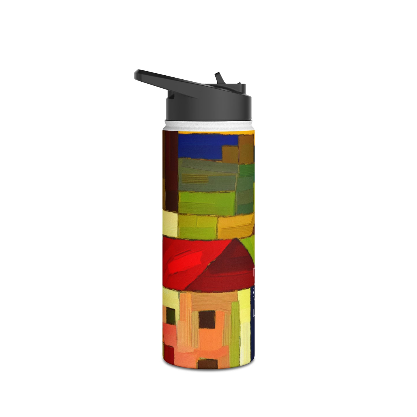 "Earthen Adobes in Hues of Hundertwasser" - Water Bottle