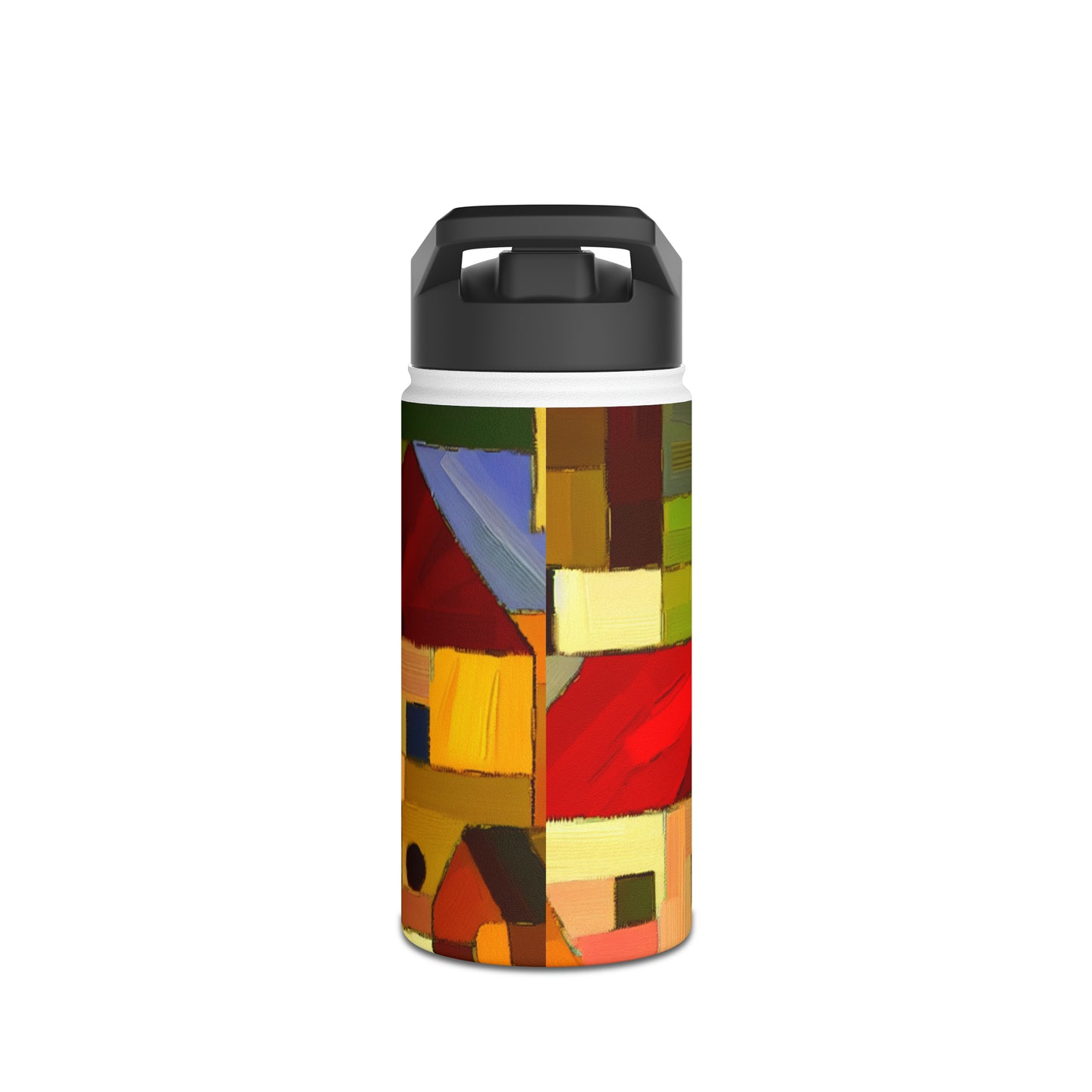 "Earthen Adobes in Hues of Hundertwasser" - Water Bottle