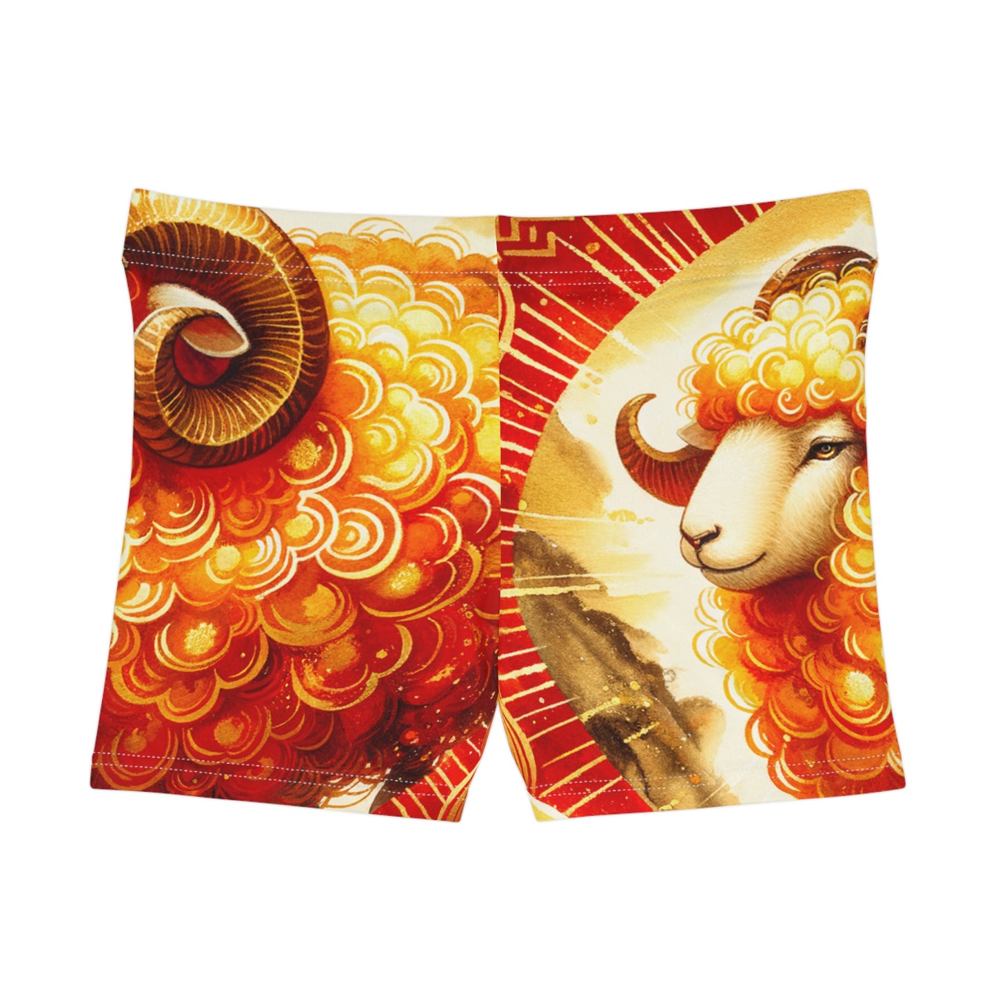 "Auspicious Gold of Divine Ewe: A Lunar New Year Revelry" - Mini Hot Yoga Short