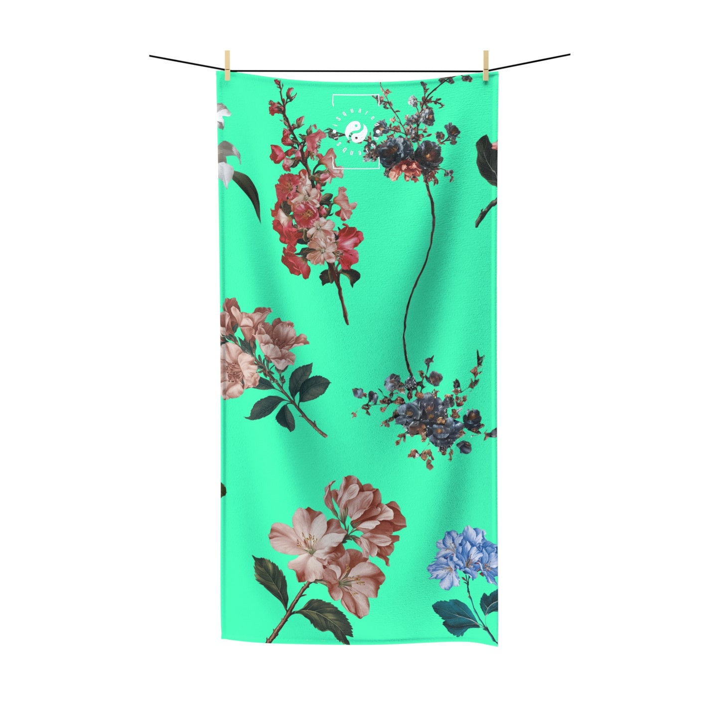 Botanicals on Turquoise - All Purpose Yoga Towel