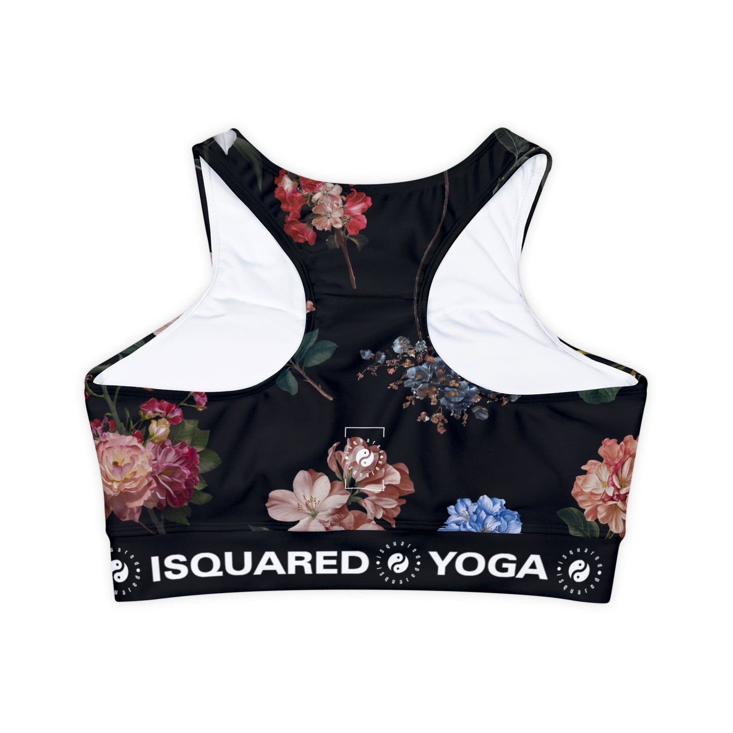 Botanicals on Black - Lined & Padded Sports Bra