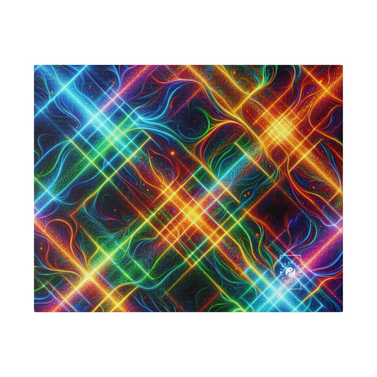 "Neon Plaid Luminosity Matrix" - Art Print Canvas