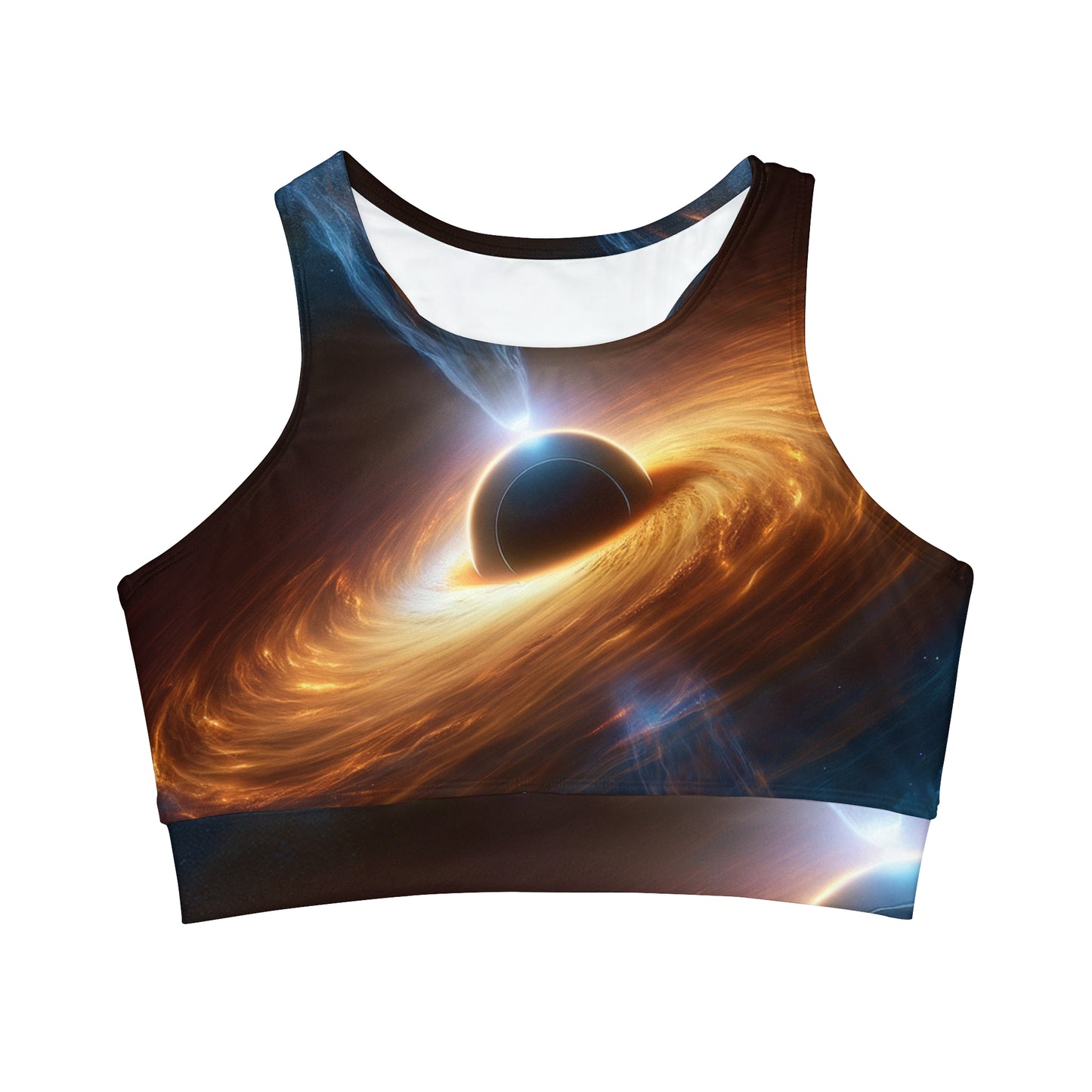 "Discs of Illumination: Black Hole Reverie" - High Neck Crop Top