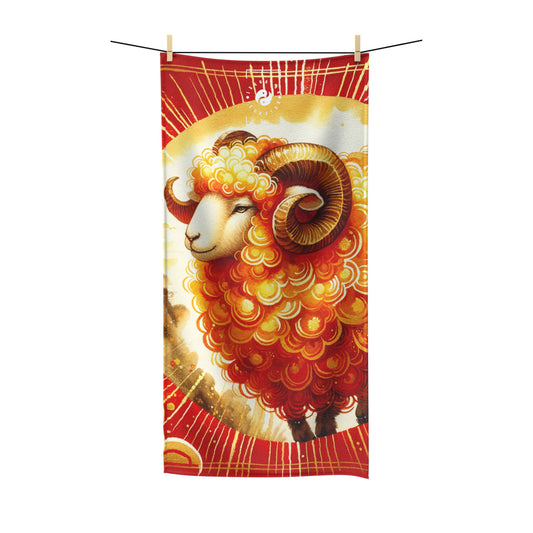 "Auspicious Gold of Divine Ewe: A Lunar New Year Revelry" - All Purpose Yoga Towel-Discover the Auspicious Gold of Divine Ewe Yoga Towel Collection