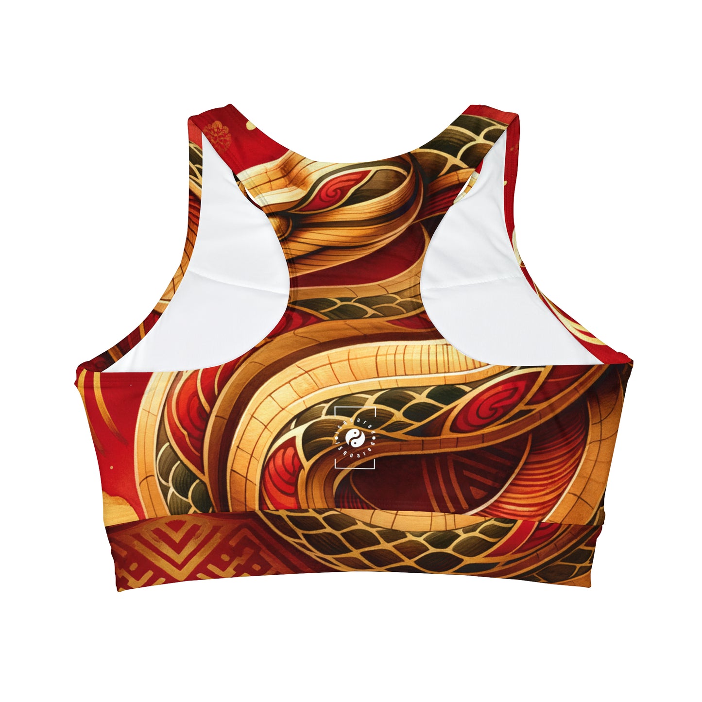 "Crimson Serenity: The Golden Snake" - High Neck Crop Top