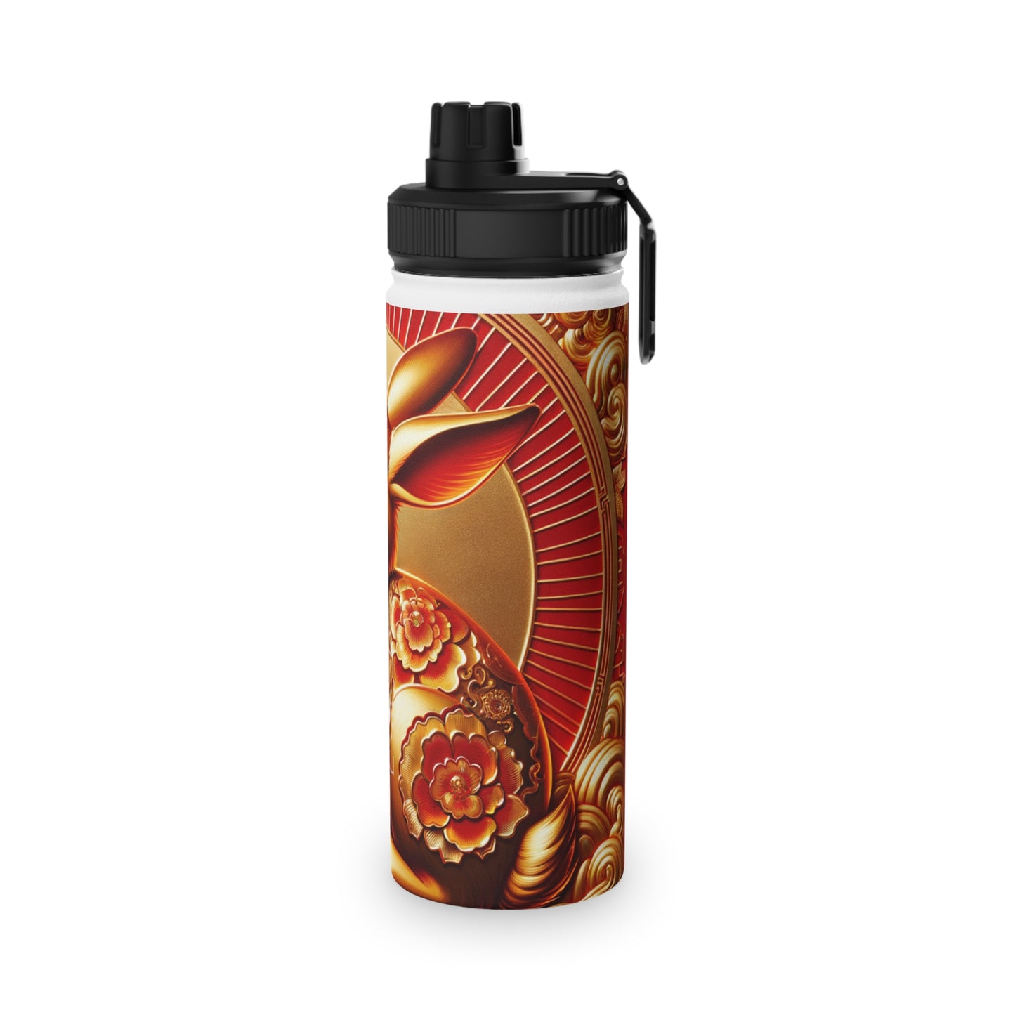 "Golden Blessings: Lunar Rabbit's Resplendence" - Sports Water Bottle