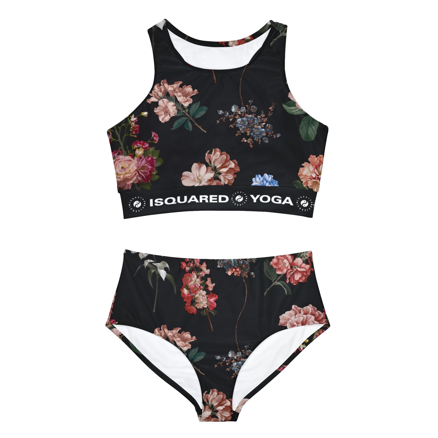 Botaniques sur noir - Ensemble de bikini de yoga chaud