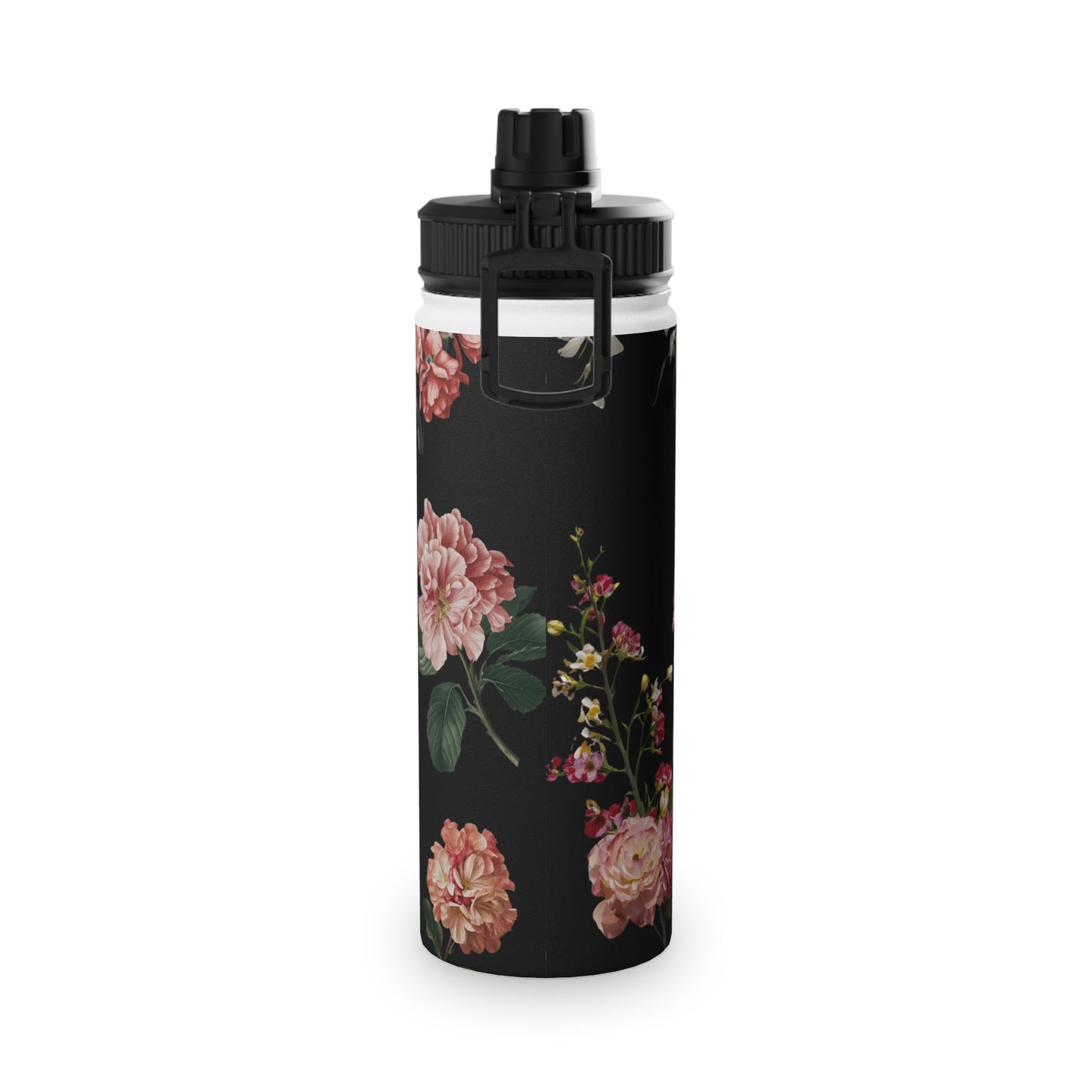 Botanicals on Black - Sports Water Bottle