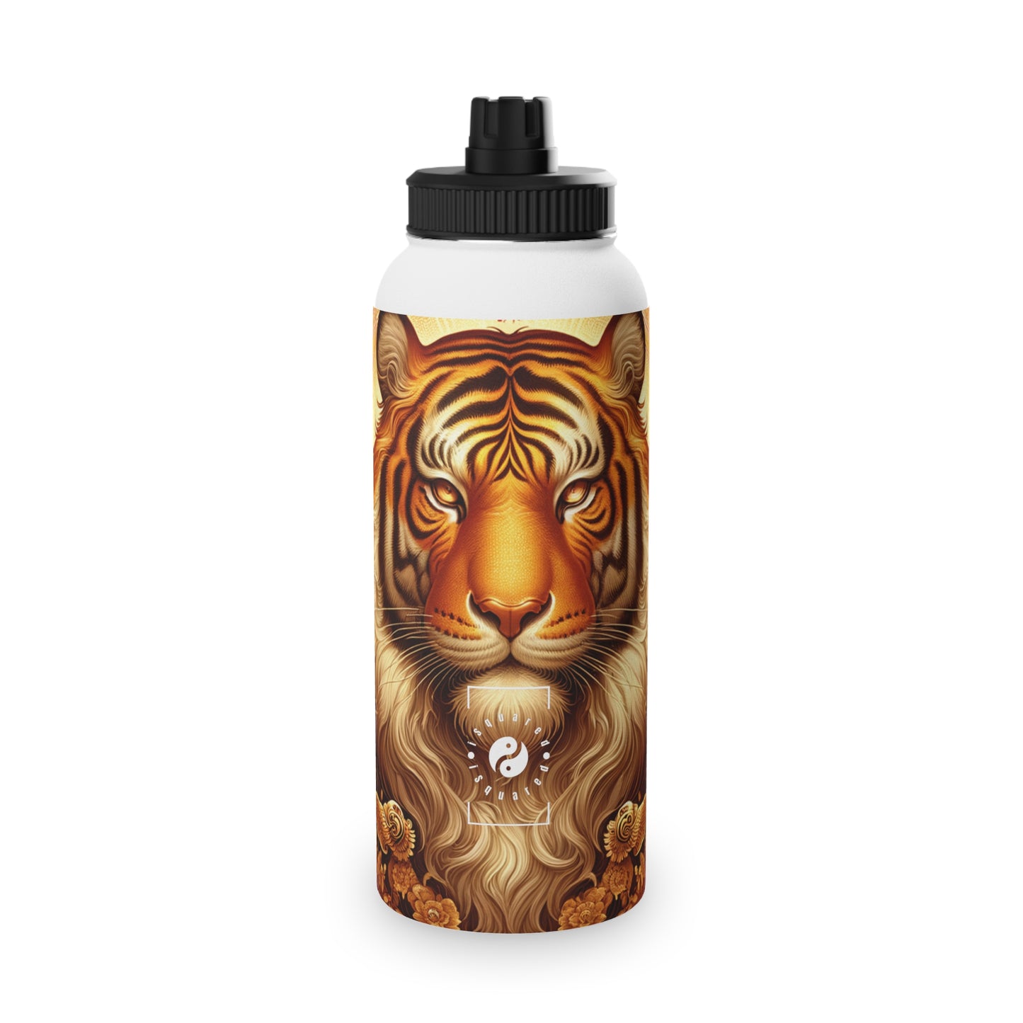 "Golden Majesty: Ascension of the Lunar Tiger" - Sports Water Bottle