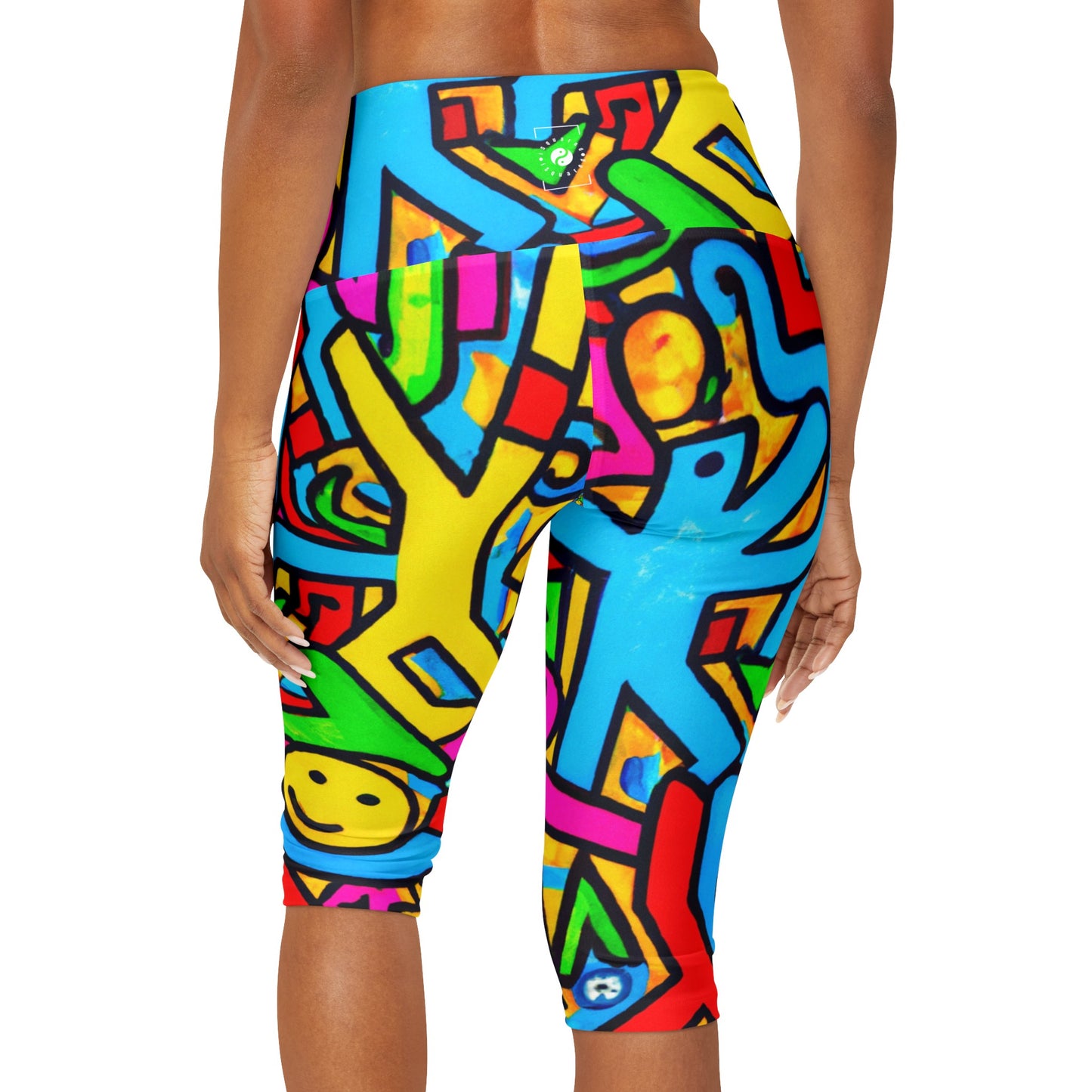 symbols of happiness - High Waisted Capri Leggings