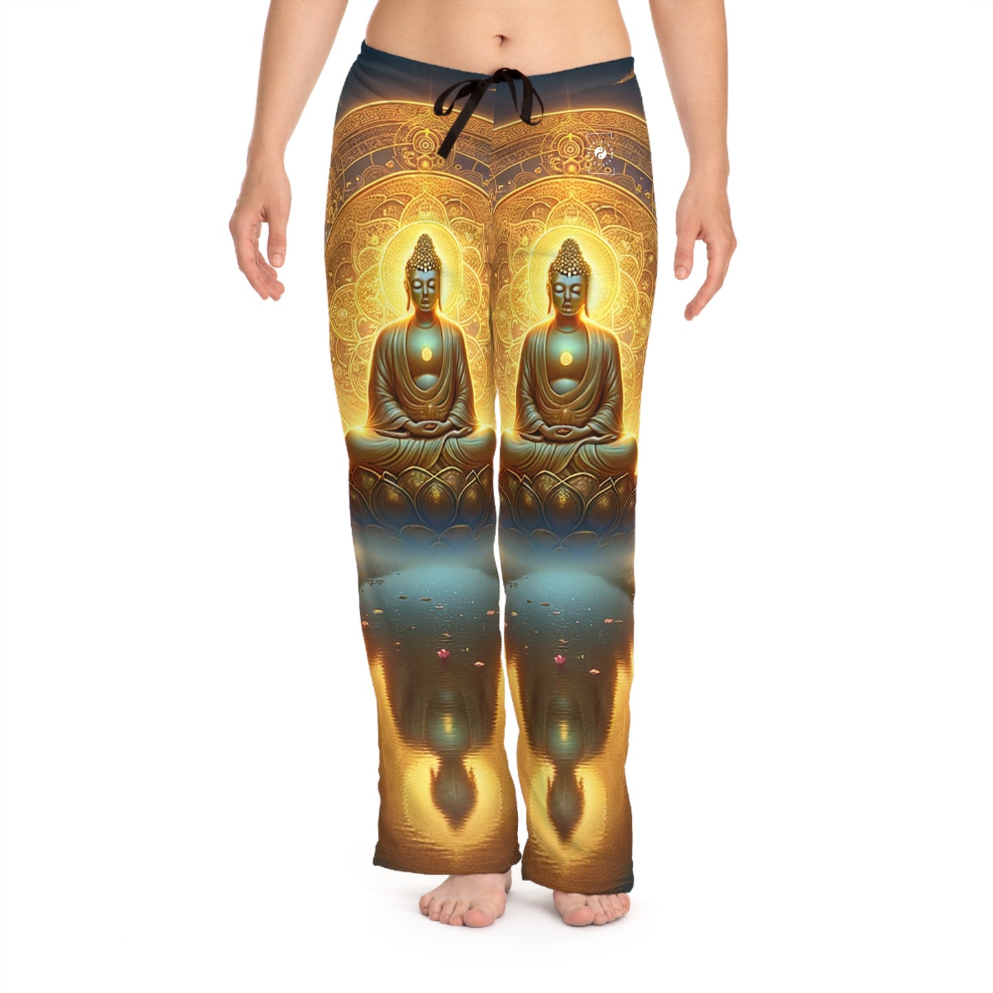 "Sérénité dans l'éphémère : Illuminations du Sutra du cœur" - Pantalon de détente pour femme